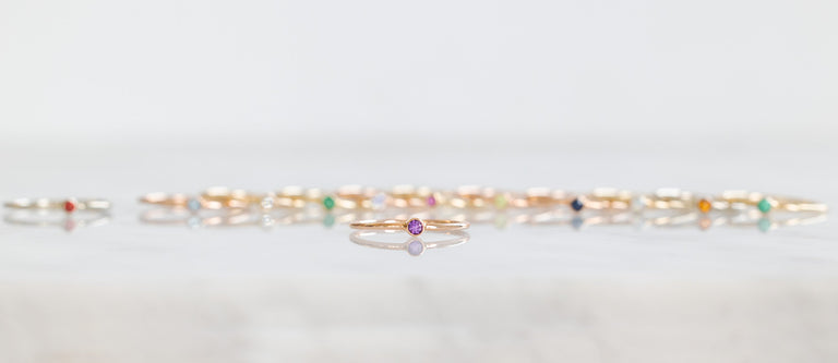 Amethyst Birthstone Stacker Ring 