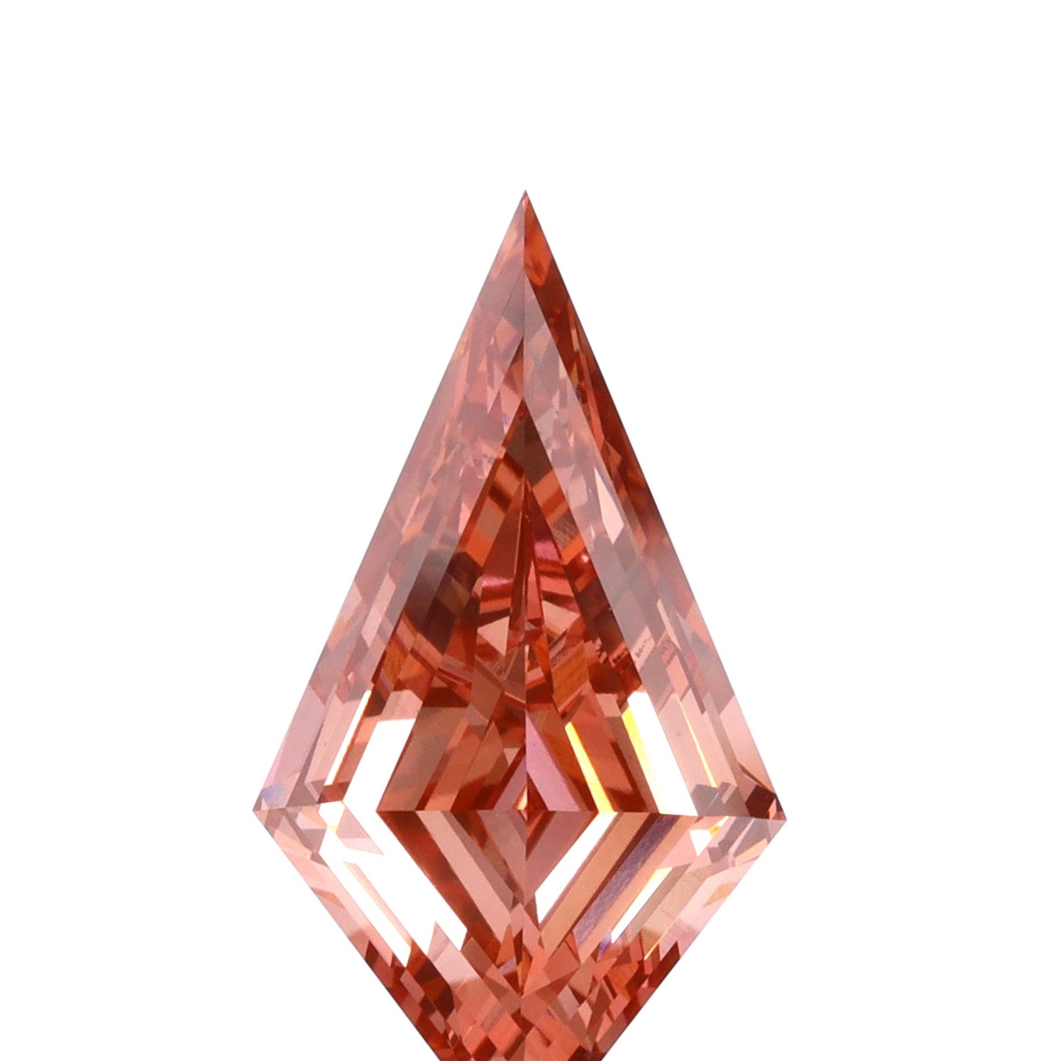 LITHOS Diamond Lab Diamond 4.26ct | Fancy Vivid Brownish Pink/VS1 Kite Shape Step Cut Lab Diamond (IGI)