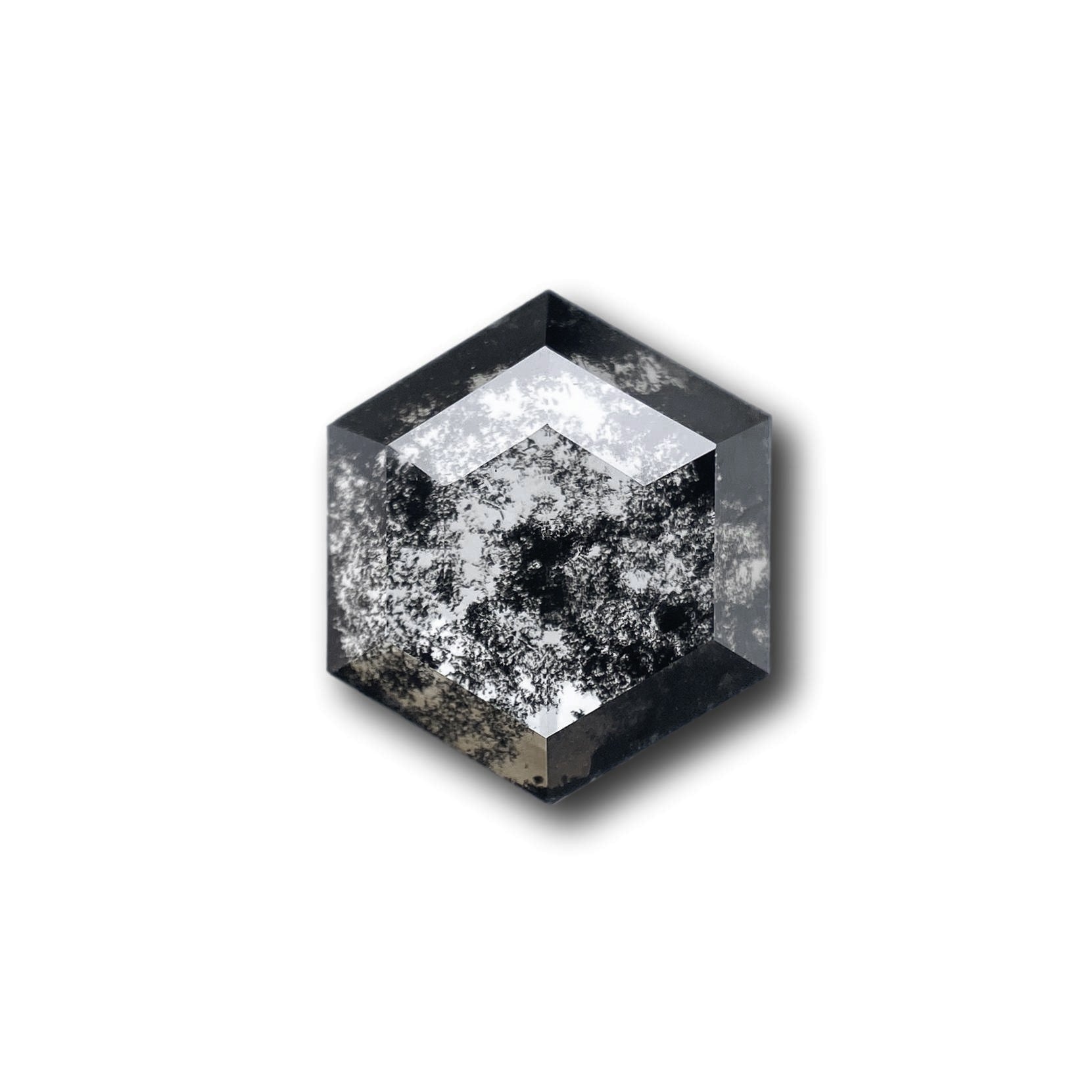 LITHOS Diamond Lab Diamond 1.71ct | Salt & Pepper Hexagon Shape Rose Cut Lab Diamond