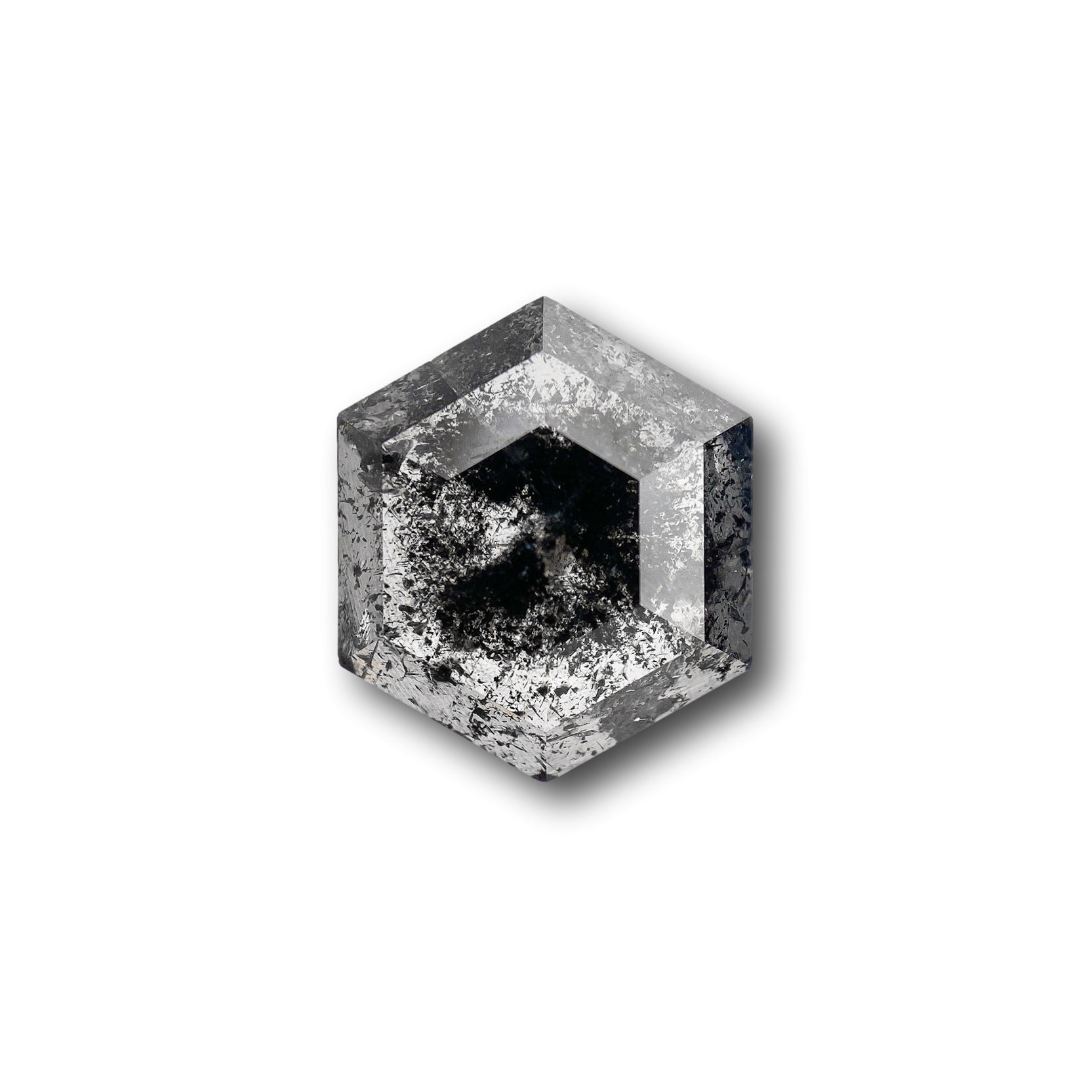 DIAMOND VAULT SALT & PEPPER DIAMOND 3.73ct | Salt & Pepper Hexagon Shape Step Cut Diamond