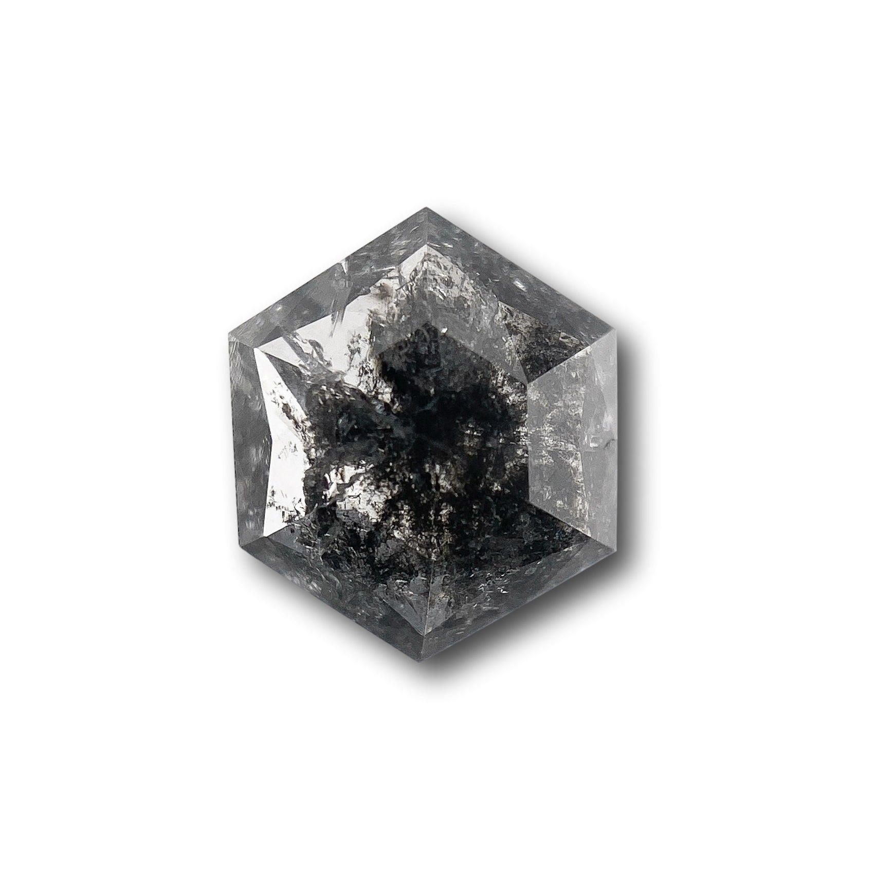 DIAMOND VAULT SALT & PEPPER DIAMOND 0.88ct | Salt & Pepper Hexagon Shape Rose Cut Diamond