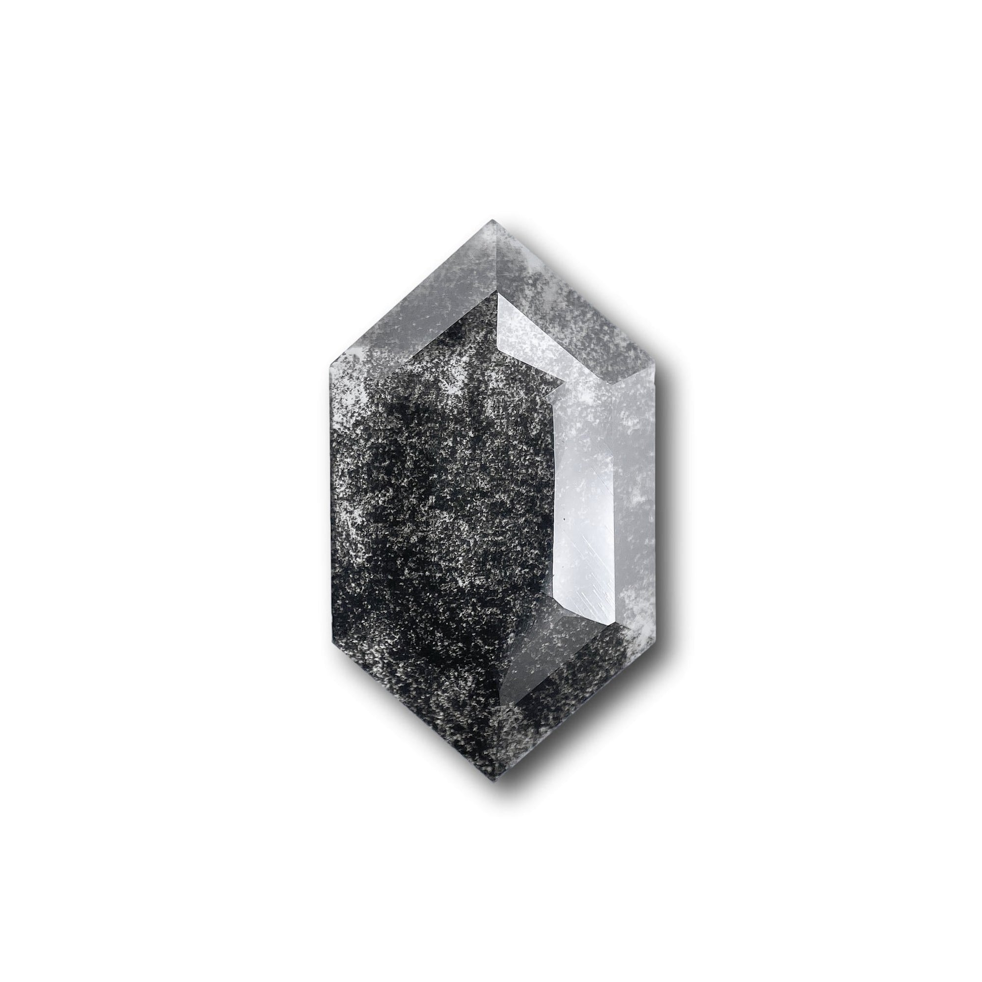 LITHOS Diamond Lab Diamond 2.22ct | Salt & Pepper Hexagon Shape Rose Cut Lab Diamond