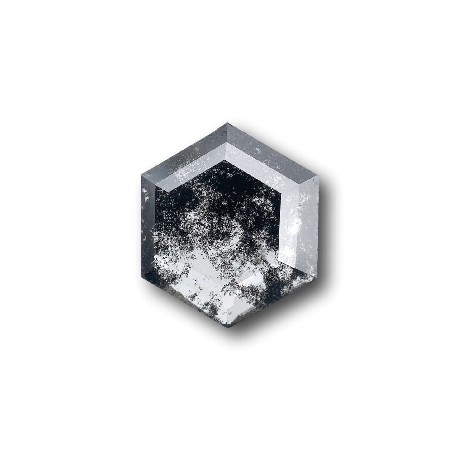 LITHOS Diamond Lab Diamond 1.48ct | Salt & Pepper Hexagon Shape Rose Cut Lab Diamond