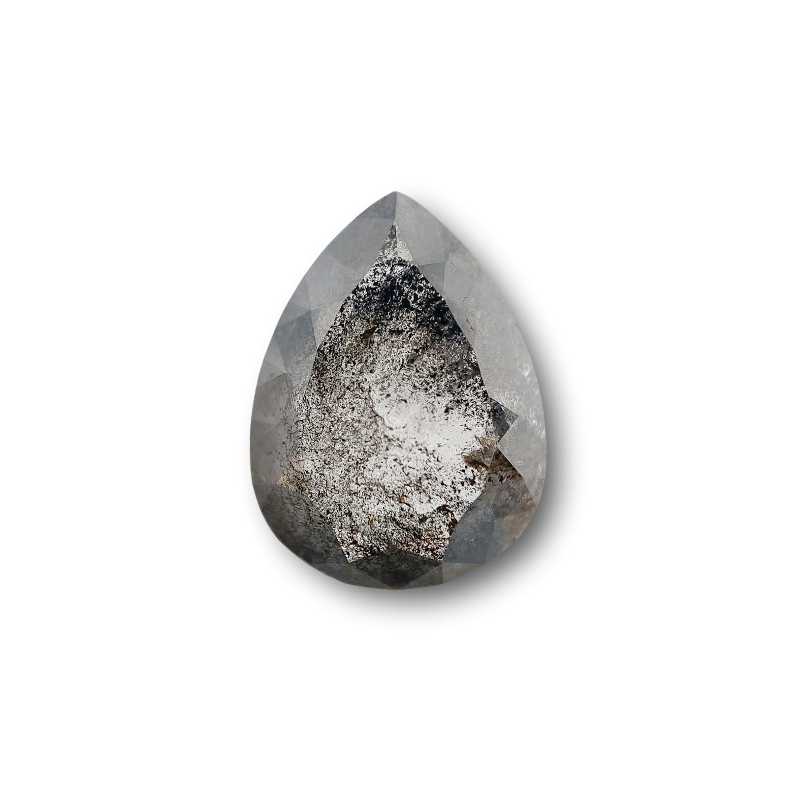 DIAMOND VAULT SALT & PEPPER DIAMOND 2.76ct | Salt & Pepper Pear Shape Rose Cut Diamond