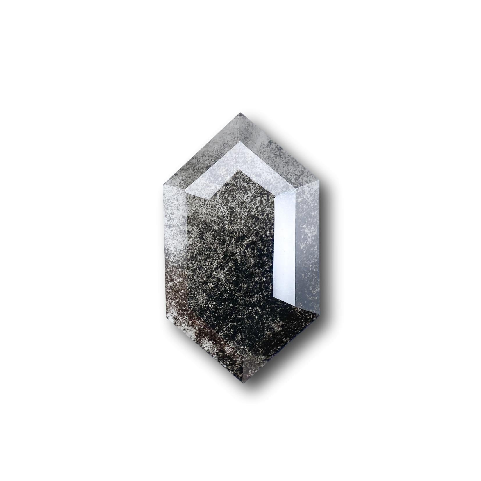 LITHOS Diamond Lab Diamond 2.33ct | Salt & Pepper Hexagon Shape Rose Cut Lab Diamond