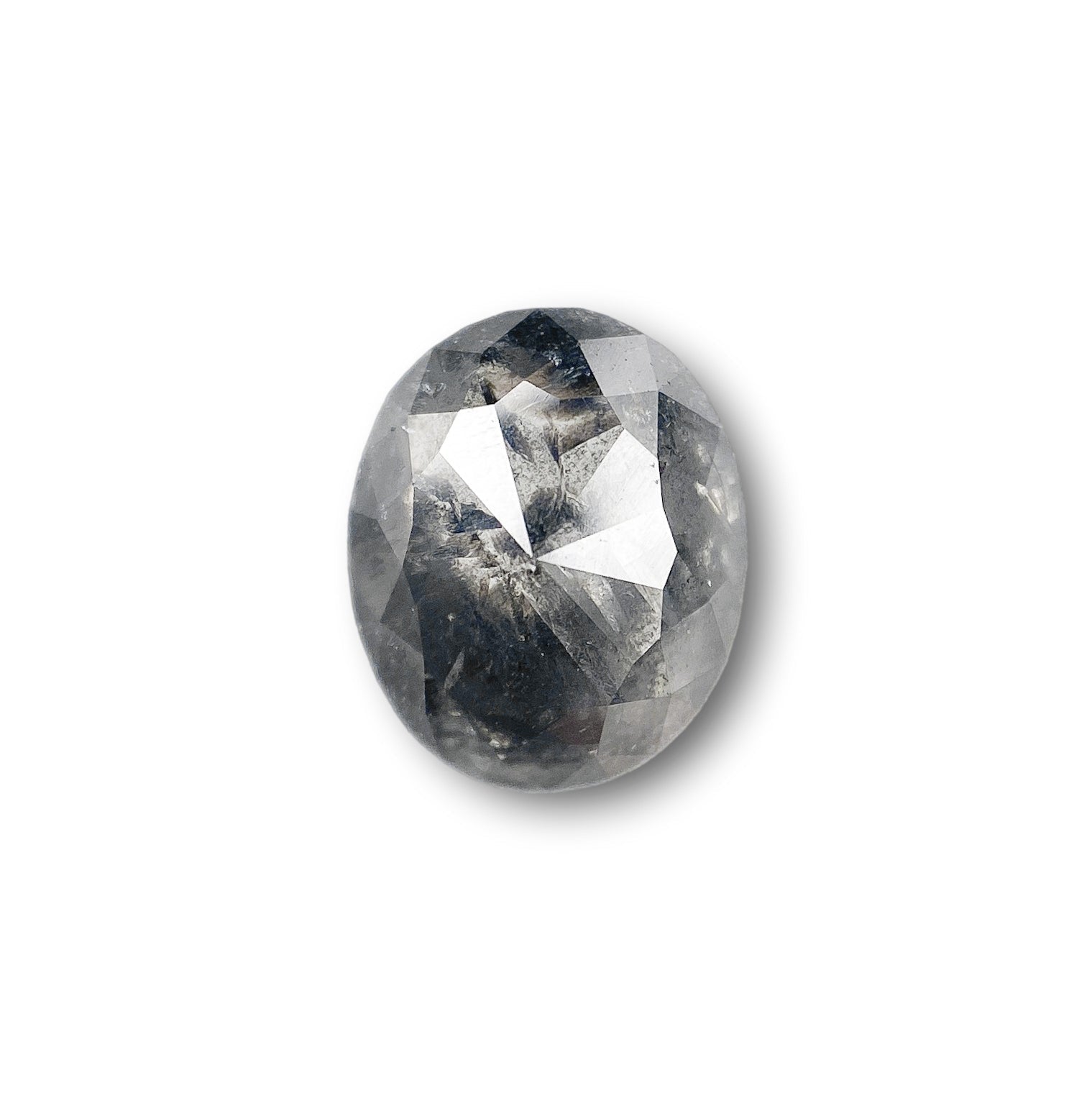 DIAMOND VAULT SALT & PEPPER DIAMOND 1.52ct | Salt & Pepper Oval Shape Rose Cut Diamond