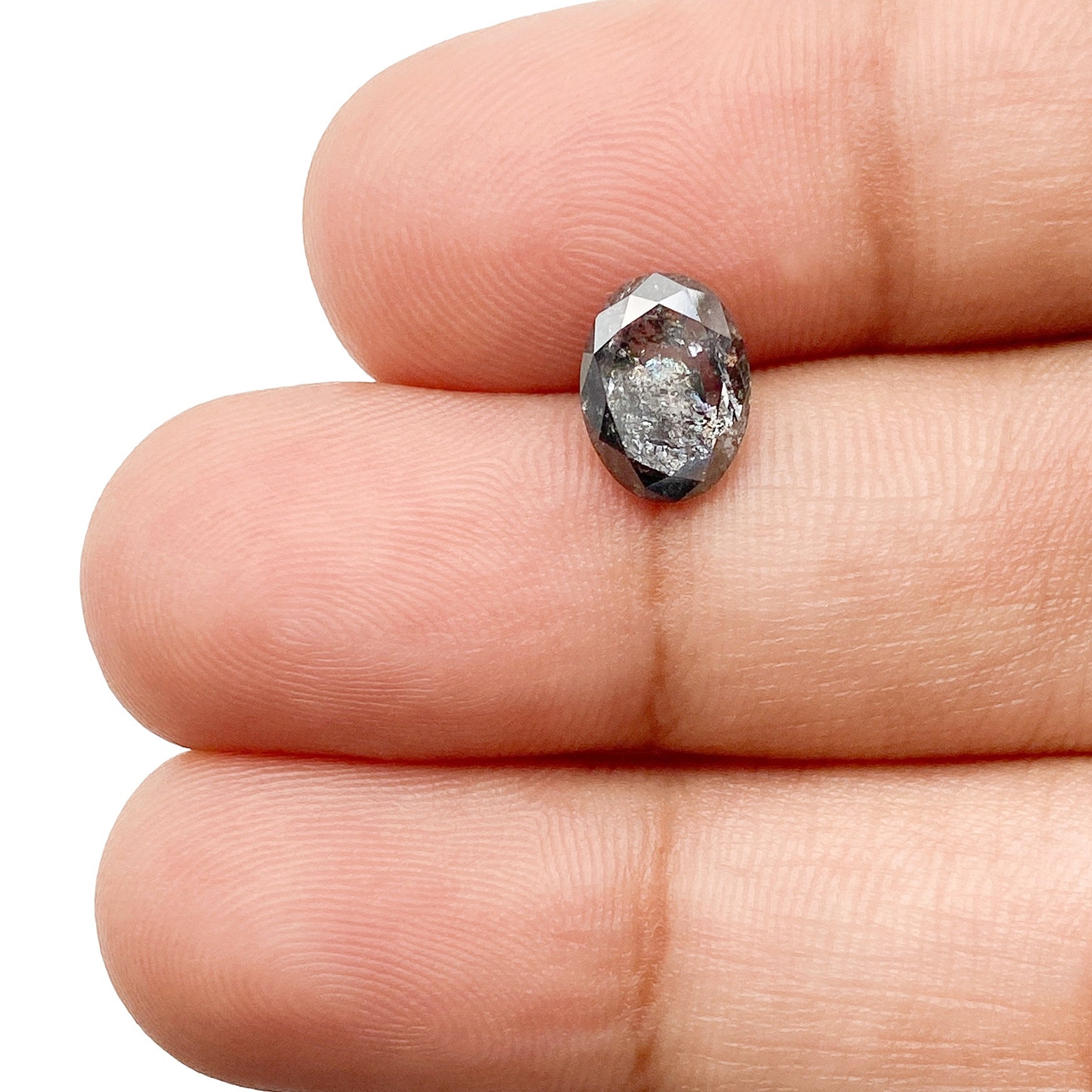 DIAMOND VAULT SALT & PEPPER DIAMOND 1.28ct | Salt & Pepper Oval Shape Rose Cut Diamond
