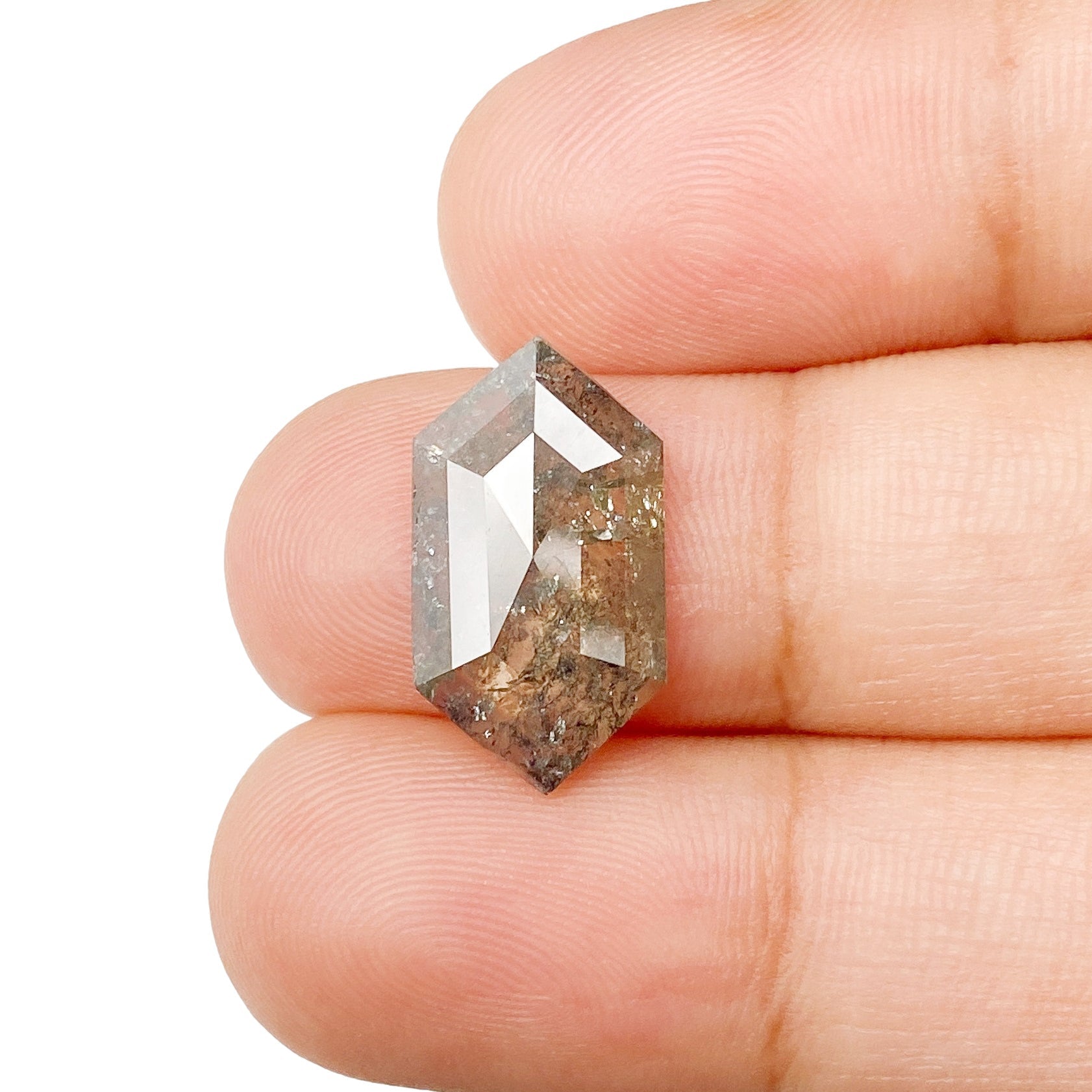 DIAMOND VAULT SALT & PEPPER DIAMOND 4.05ct | Salt & Pepper Hexagon Shape Rose Cut Diamond