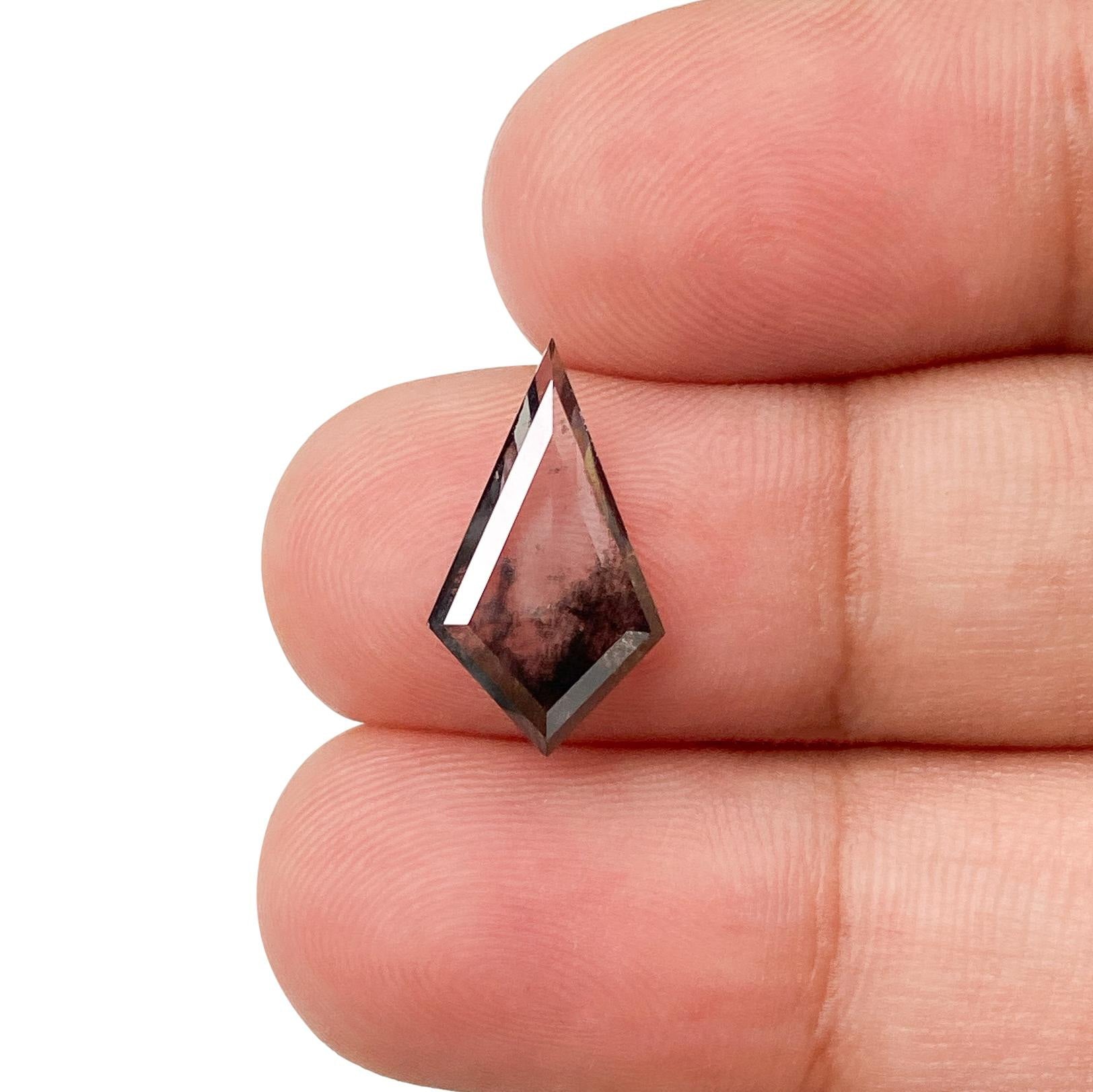 LITHOS Diamond Lab Diamond 1.76ct | Salt & Pepper Kite Shape Step Cut Lab Diamond