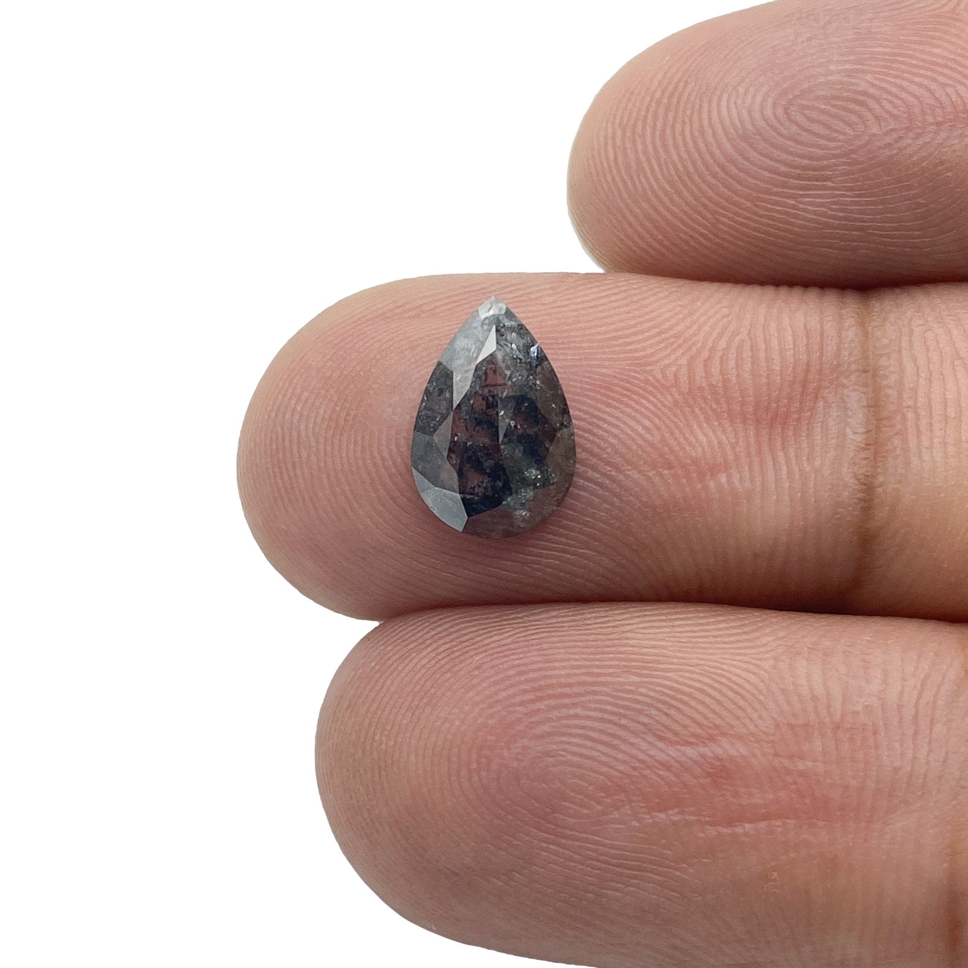 DIAMOND VAULT SALT & PEPPER DIAMOND 1.15ct | Salt & Pepper Pear Shape Rose Cut Diamond