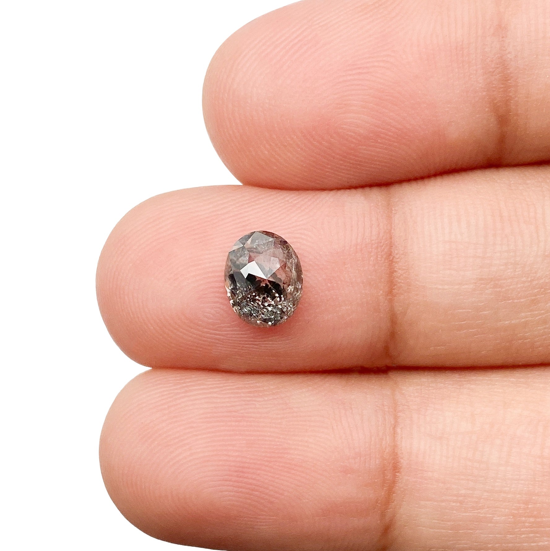 DIAMOND VAULT SALT & PEPPER DIAMOND 1.18ct | Salt & Pepper Oval Shape Rose Cut Diamond