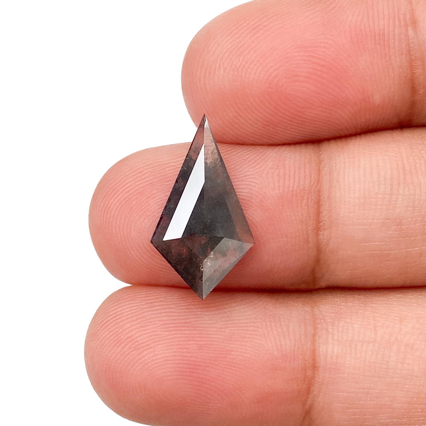LITHOS Diamond Lab Diamond 1.77ct | Salt & Pepper Kite Shape Rose Cut Lab Diamond