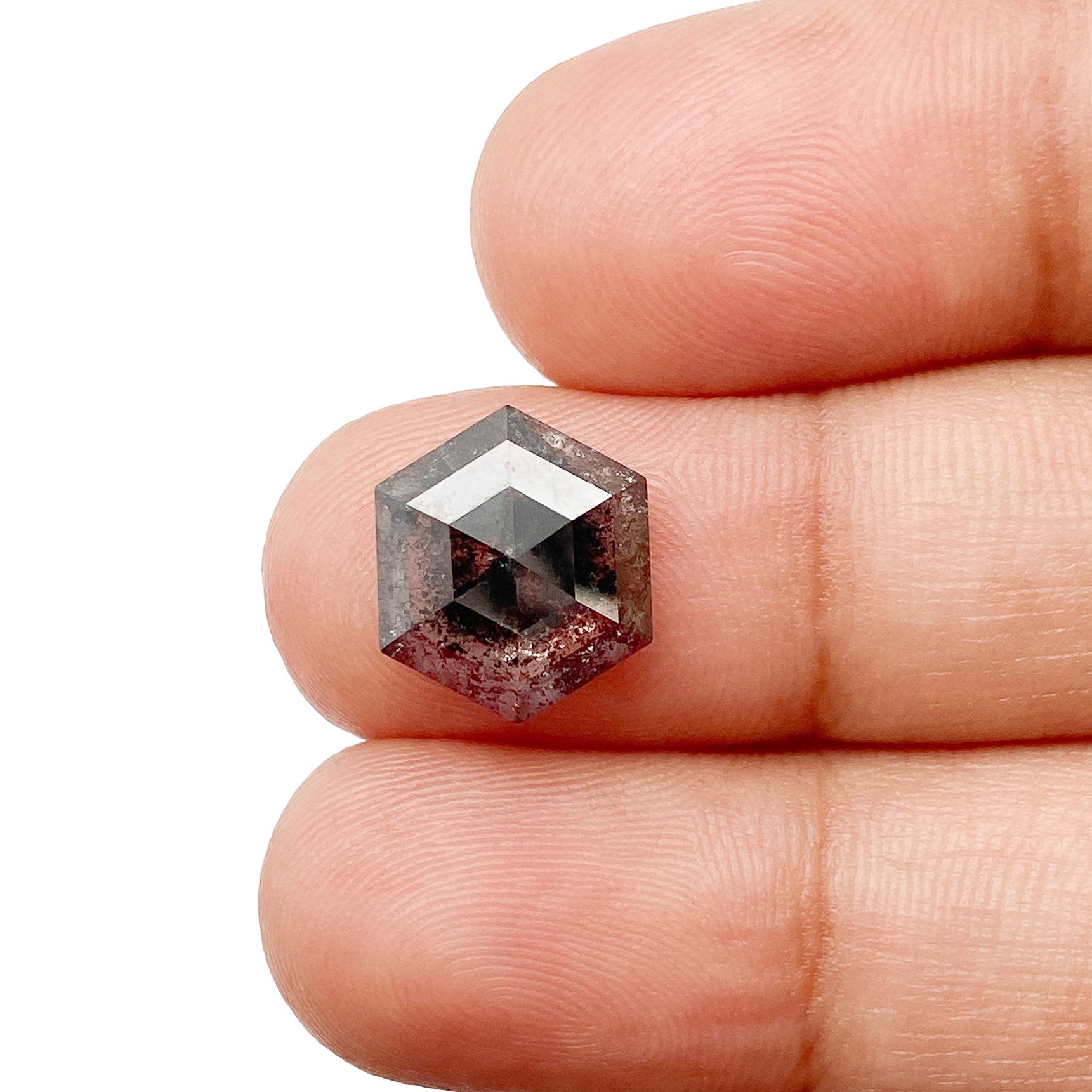 DIAMOND VAULT SALT & PEPPER DIAMOND 3.73ct | Salt & Pepper Hexagon Shape Step Cut Diamond