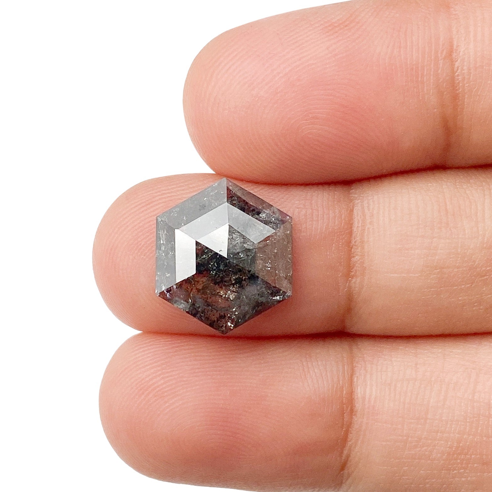 DIAMOND VAULT SALT & PEPPER DIAMOND 3.11ct | Salt & Pepper Hexagon Shape Rose Cut Diamond
