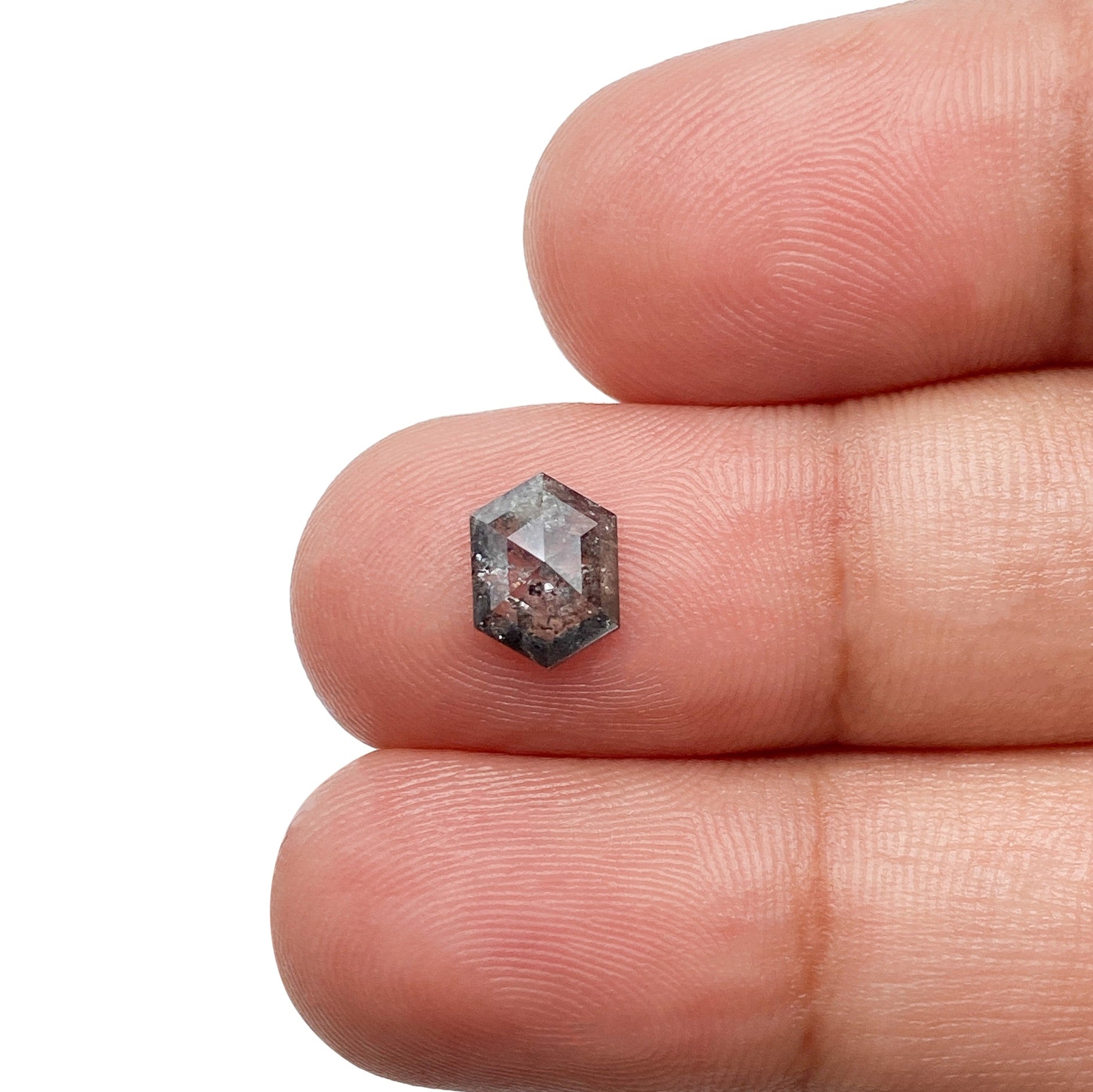 DIAMOND VAULT SALT & PEPPER DIAMOND 0.86ct | Salt & Pepper Hexagon Shape Rose Cut Diamond