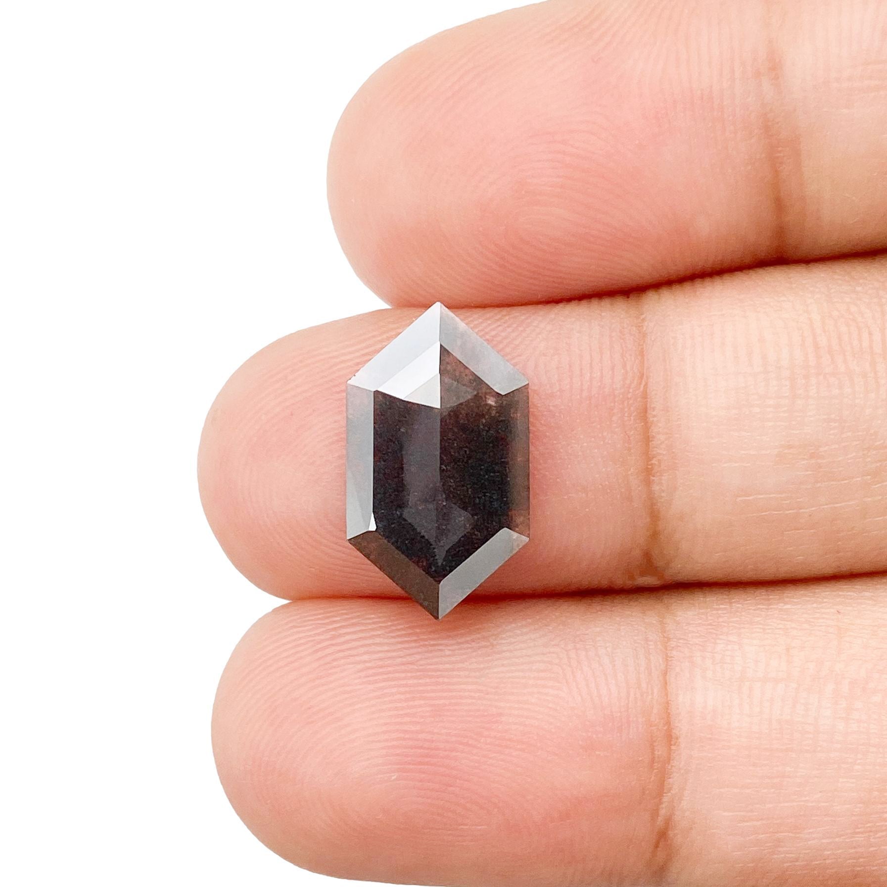 LITHOS Diamond Lab Diamond 2.22ct | Salt & Pepper Hexagon Shape Rose Cut Lab Diamond