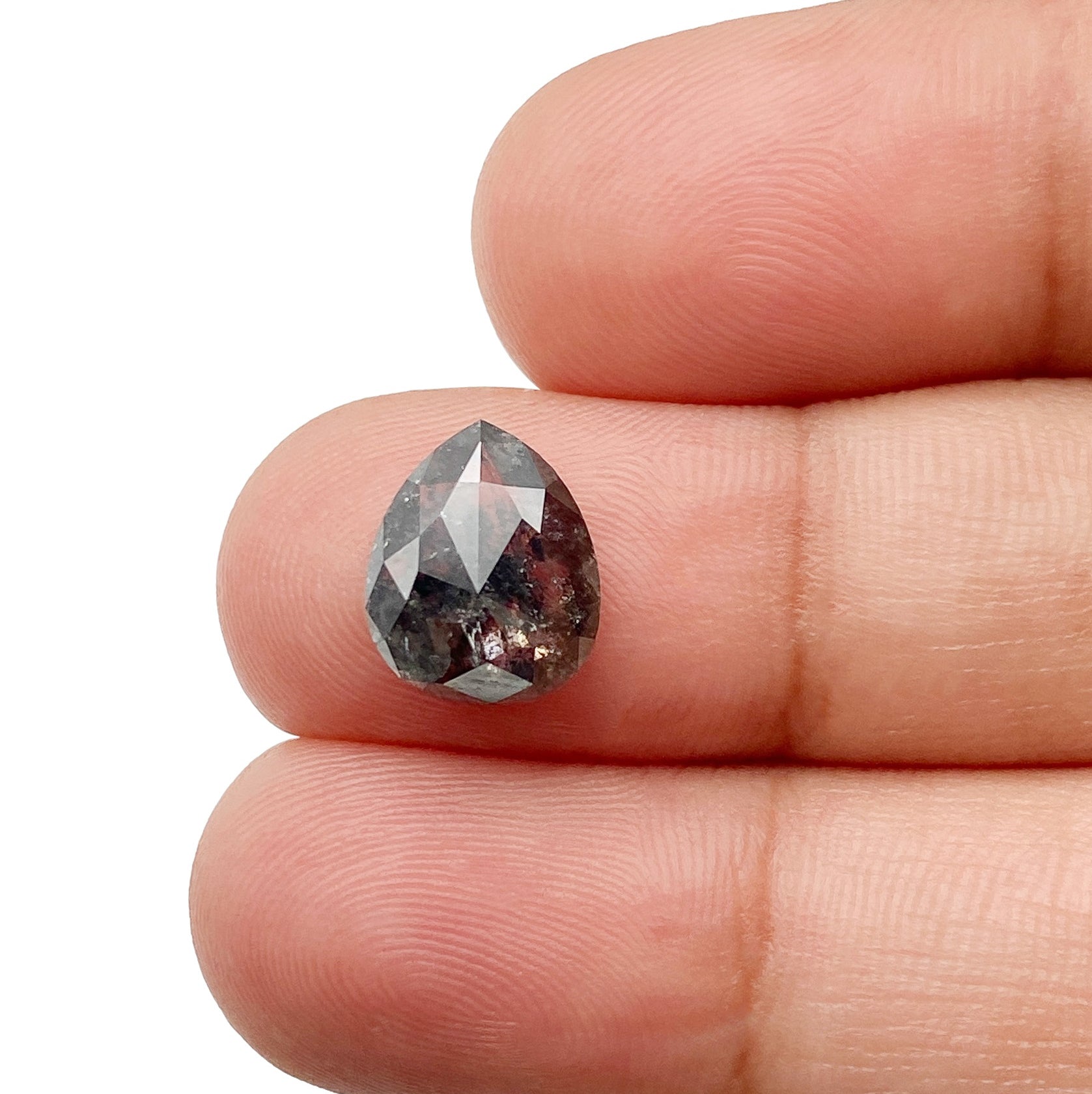 DIAMOND VAULT SALT & PEPPER DIAMOND 2.44ct | Salt & Pepper Pear Shape Rose Cut Diamond