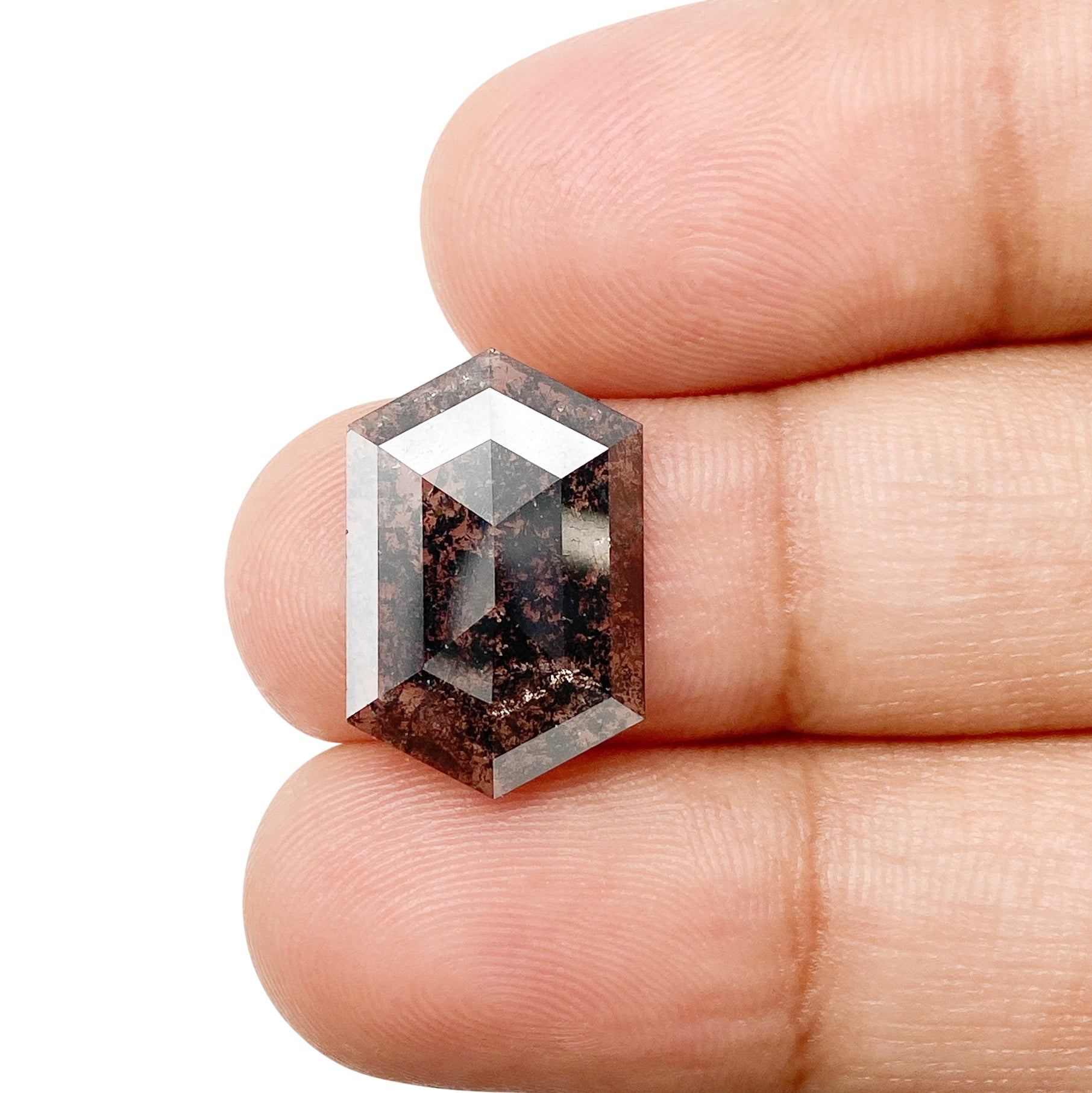 DIAMOND VAULT SALT & PEPPER DIAMOND 3.15ct | Salt & Pepper Hexagon Shape Rose Cut Diamond