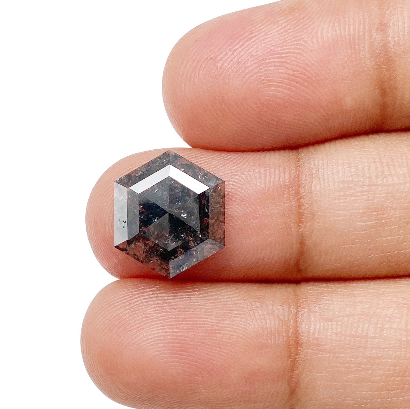DIAMOND VAULT SALT & PEPPER DIAMOND 2.80ct | Salt & Pepper Hexagon Shape Rose Cut Diamond
