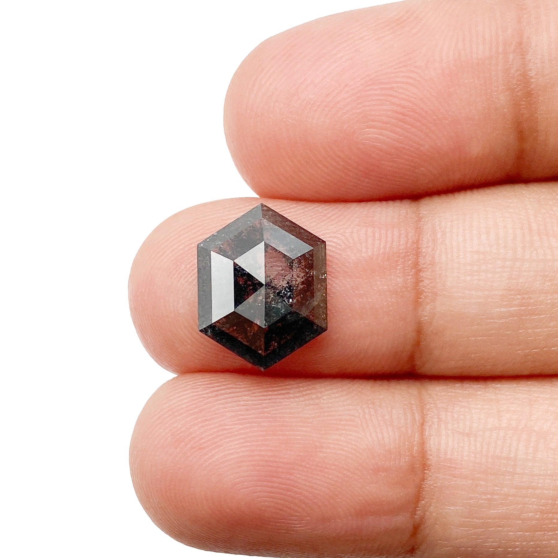 DIAMOND VAULT SALT & PEPPER DIAMOND 2.91ct | Salt & Pepper Hexagon Shape Step Cut Diamond