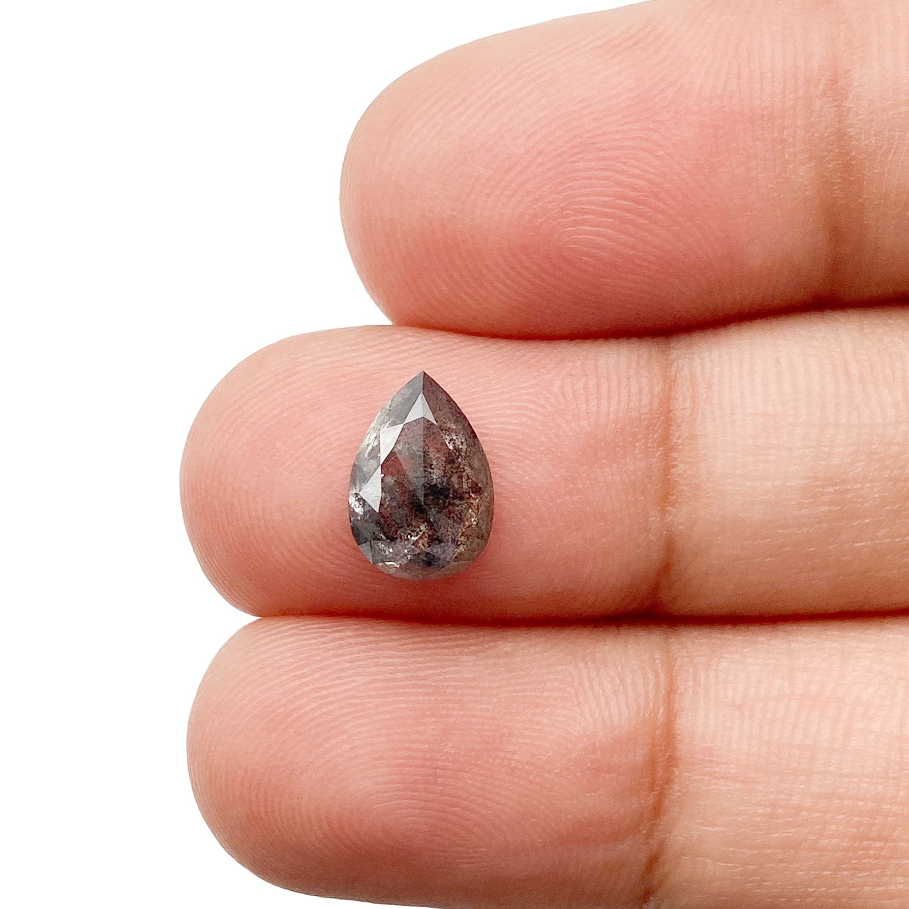 DIAMOND VAULT SALT & PEPPER DIAMOND 1.48ct | Salt & Pepper Pear Shape Rose Cut Diamond