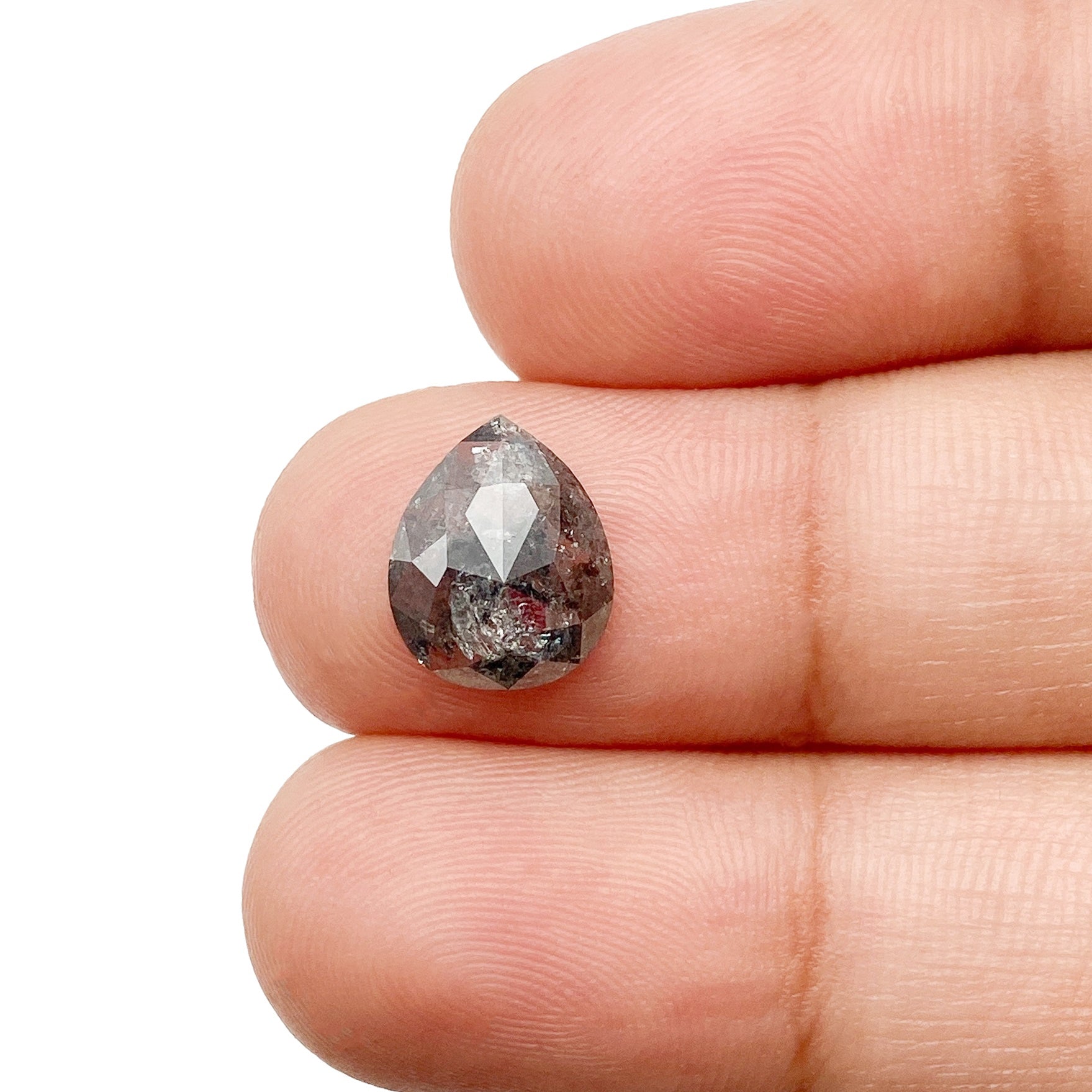 DIAMOND VAULT SALT & PEPPER DIAMOND 1.96ct | Salt & Pepper Pear Shape Rose Cut Diamond