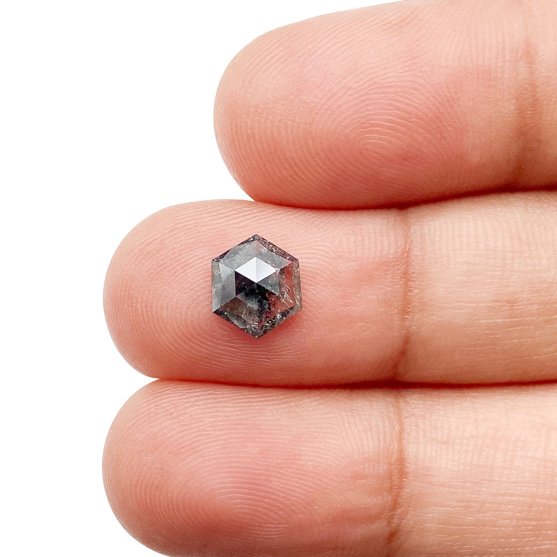 DIAMOND VAULT SALT & PEPPER DIAMOND 0.88ct | Salt & Pepper Hexagon Shape Rose Cut Diamond