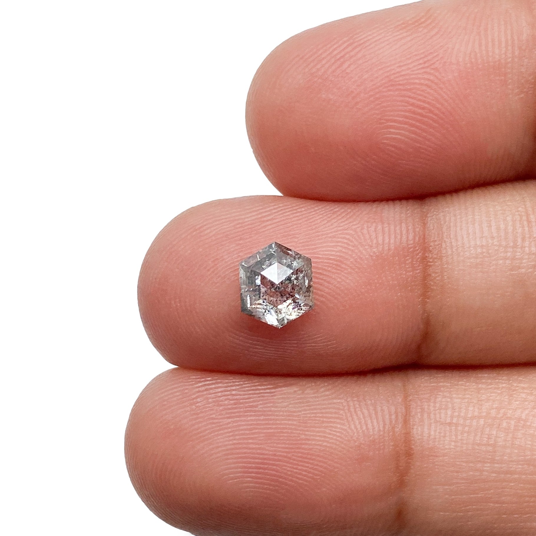 DIAMOND VAULT SALT & PEPPER DIAMOND 0.95ct | Salt & Pepper Hexagon Shape Rose Cut Diamond