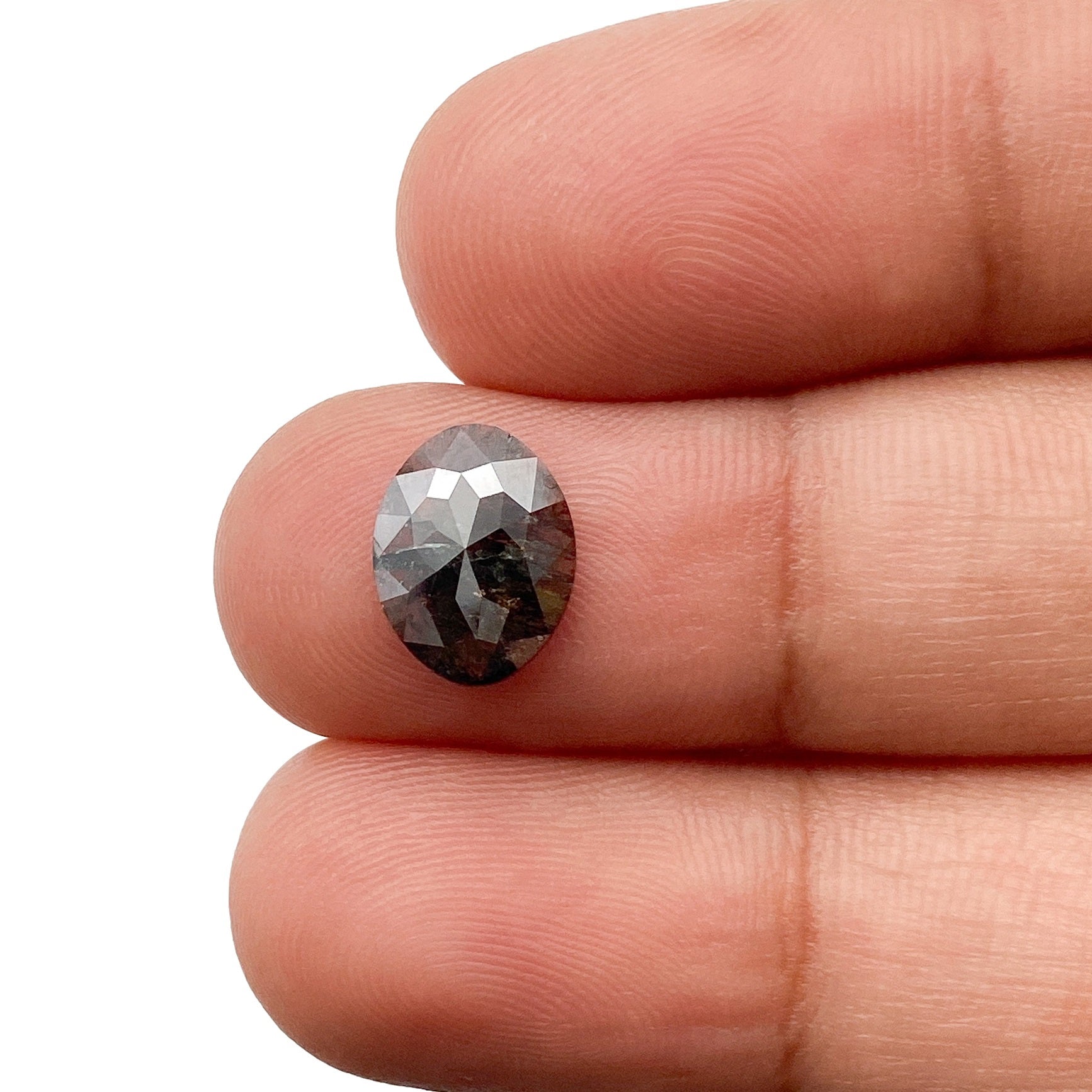 DIAMOND VAULT SALT & PEPPER DIAMOND 1.25ct | Salt & Pepper Oval Shape Rose Cut Diamond