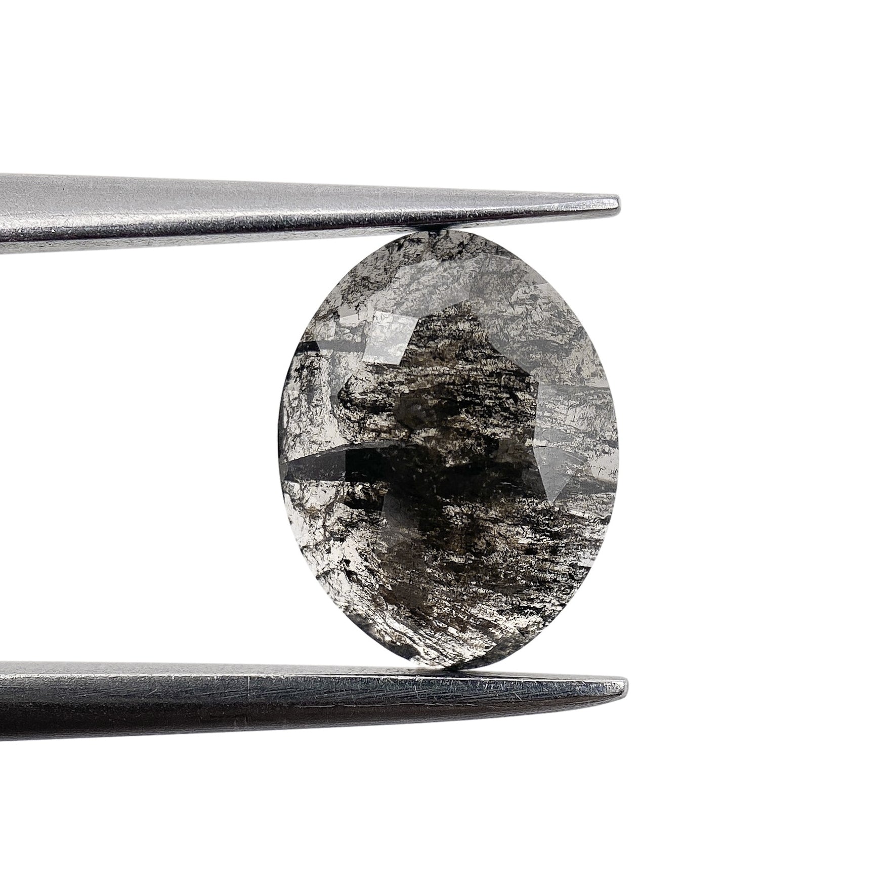 DIAMOND VAULT SALT & PEPPER DIAMOND 1.25ct | Salt & Pepper Oval Shape Rose Cut Diamond