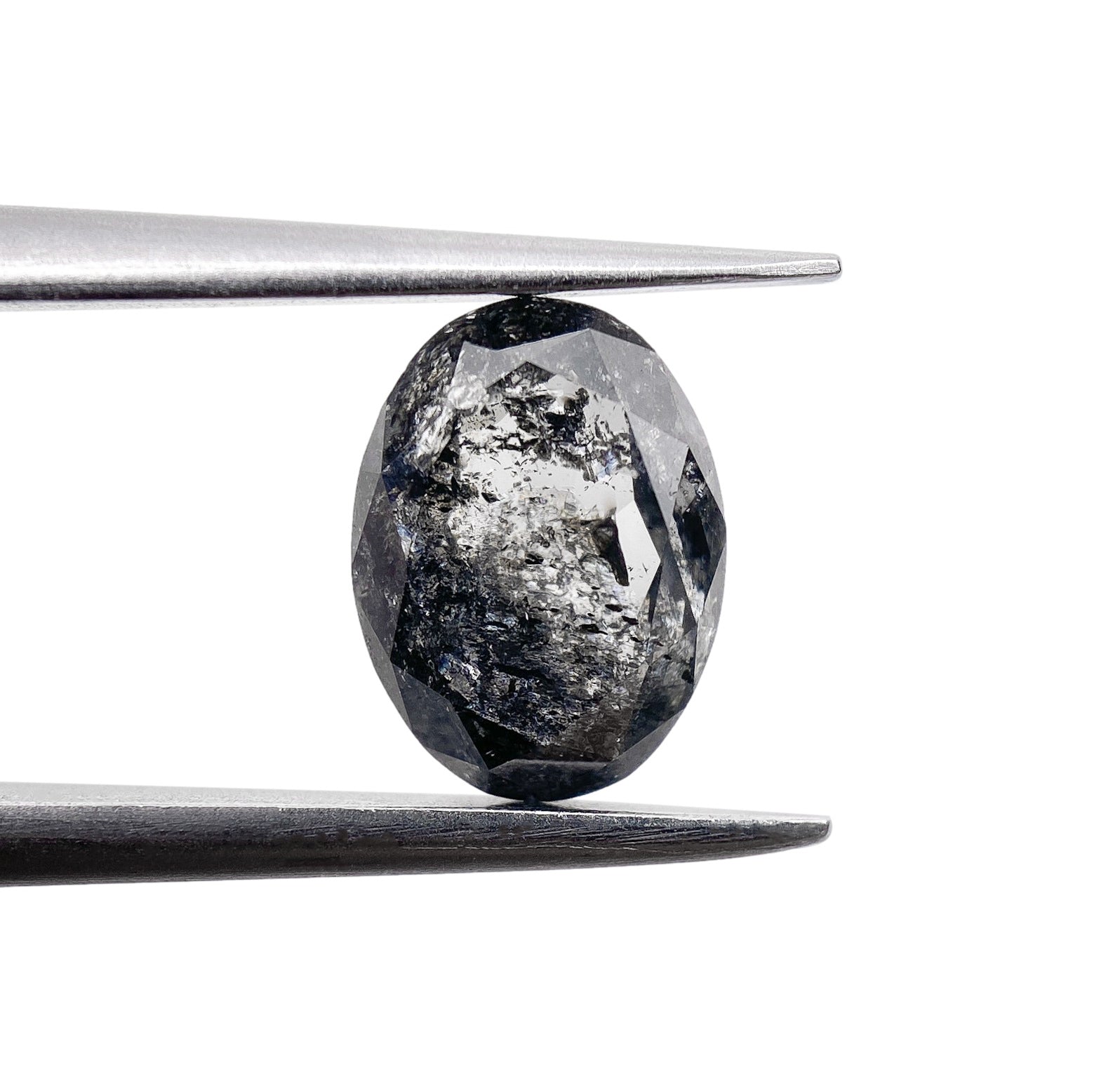 DIAMOND VAULT SALT & PEPPER DIAMOND 1.28ct | Salt & Pepper Oval Shape Rose Cut Diamond