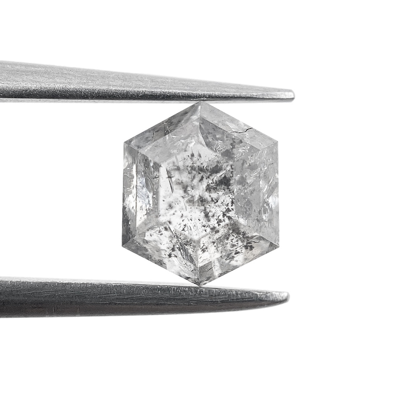 DIAMOND VAULT SALT & PEPPER DIAMOND 0.95ct | Salt & Pepper Hexagon Shape Rose Cut Diamond