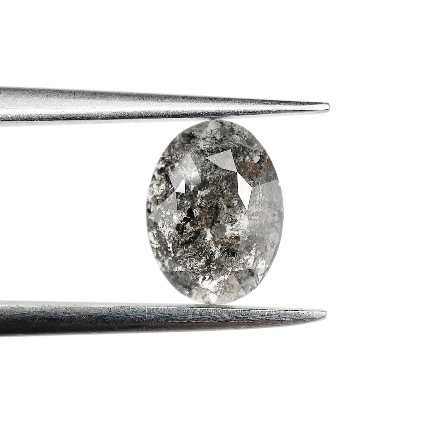 DIAMOND VAULT SALT & PEPPER DIAMOND 0.96ct | Salt & Pepper Oval Shape Rose Cut Diamond
