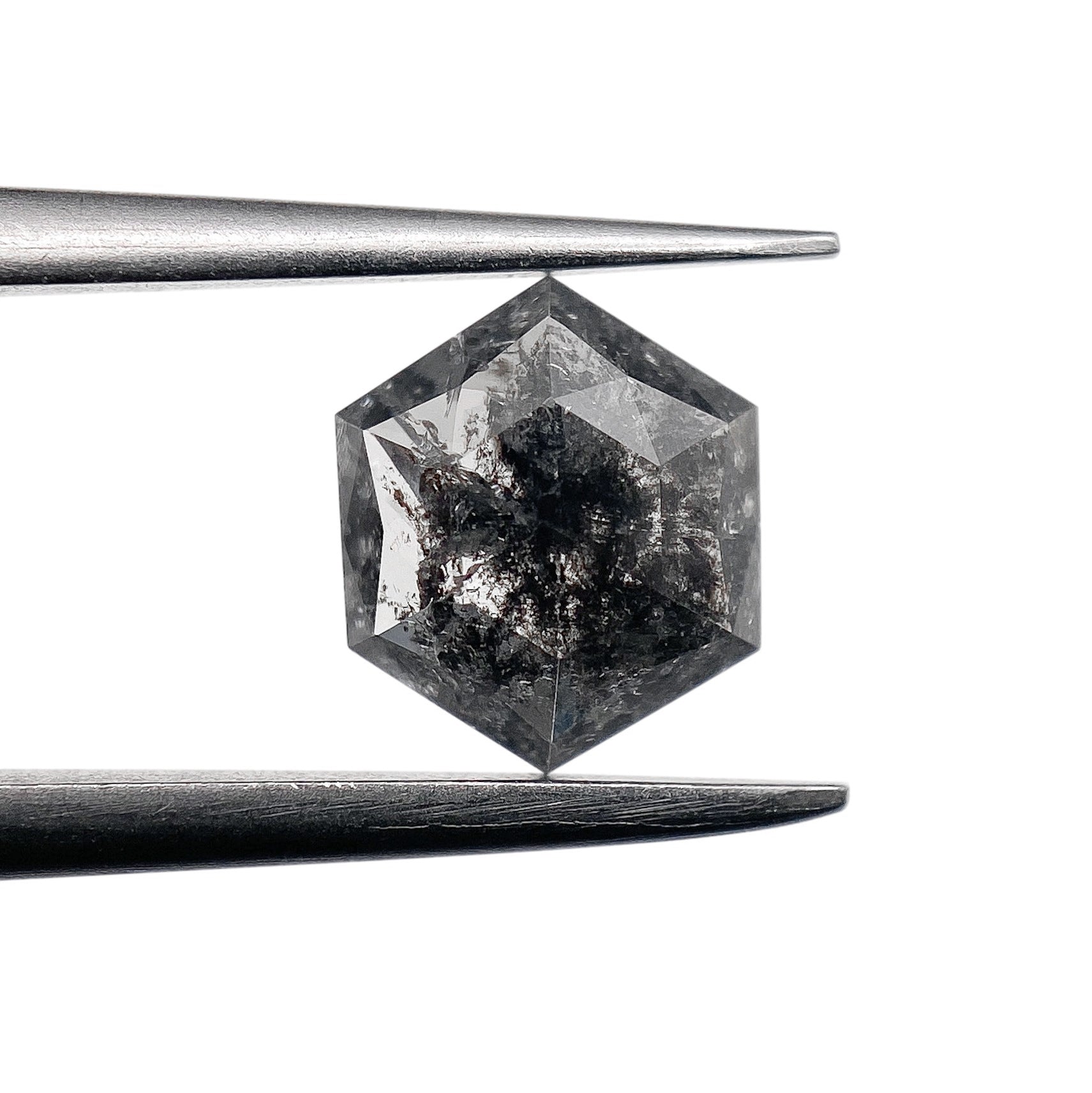 DIAMOND VAULT SALT & PEPPER DIAMOND 0.88ct | Salt & Pepper Hexagon Shape Rose Cut Diamond