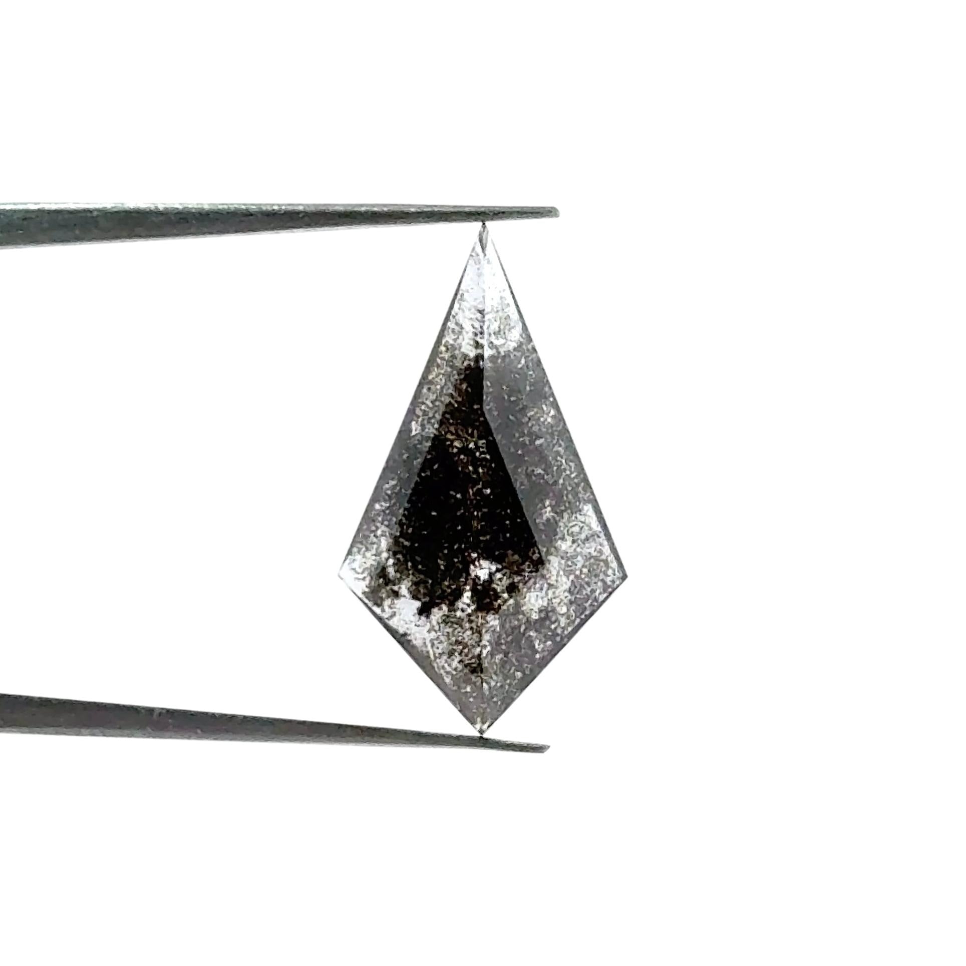 LITHOS Diamond Lab Diamond 1.77ct | Salt & Pepper Kite Shape Rose Cut Lab Diamond