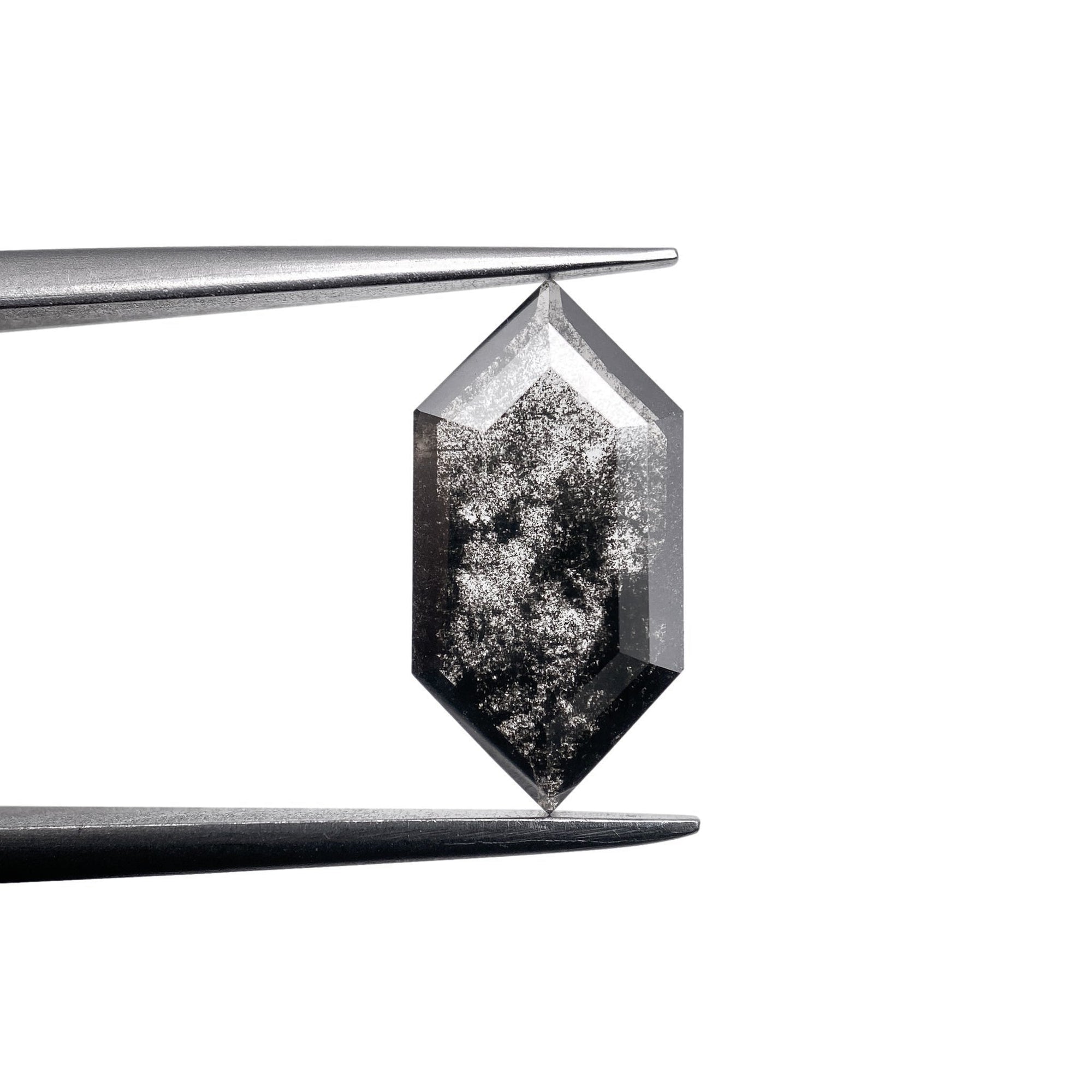 LITHOS Diamond Lab Diamond 2.46ct | Salt & Pepper Hexagon Shape Step Cut Lab Diamond