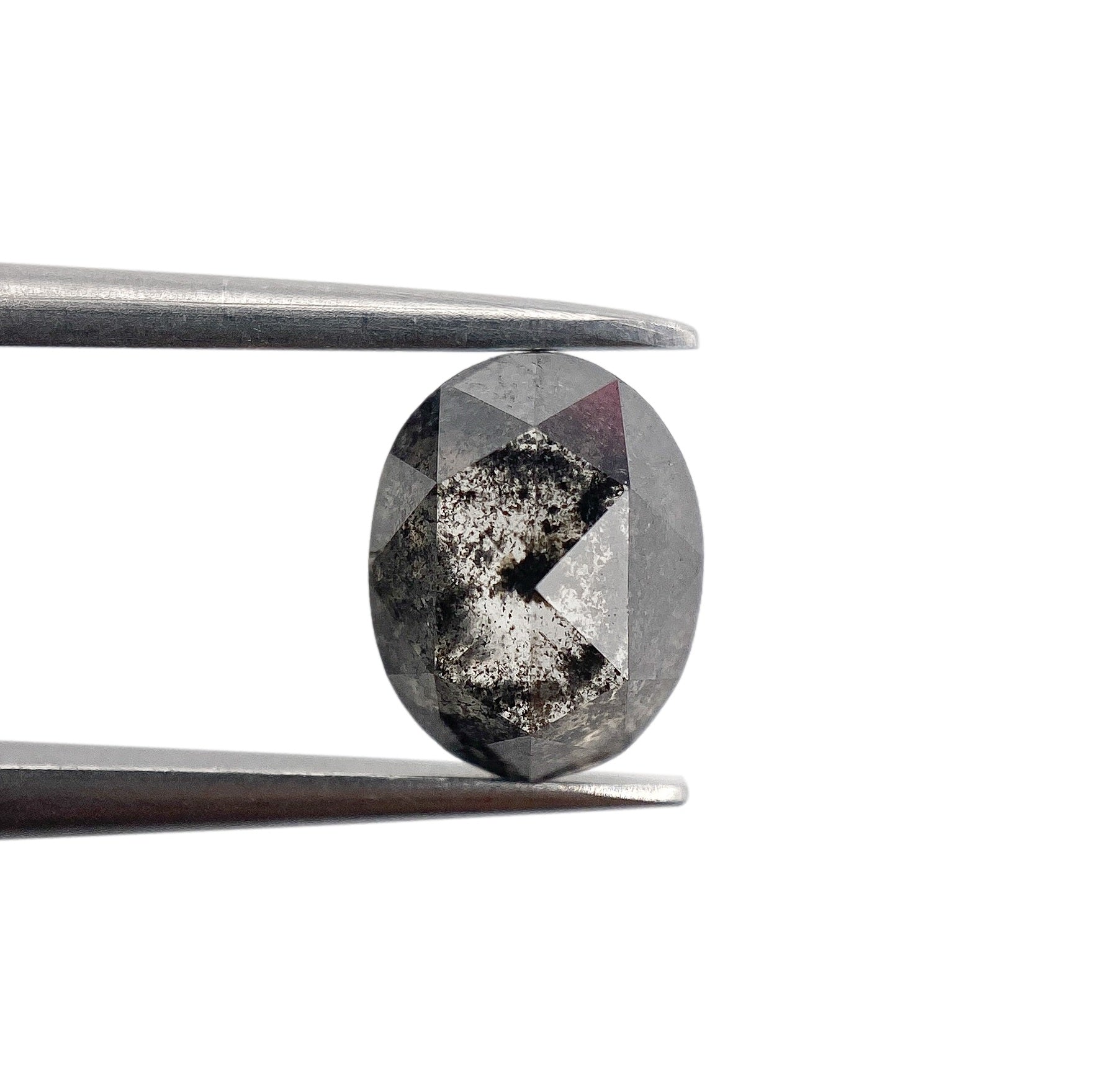 DIAMOND VAULT SALT & PEPPER DIAMOND 1.41ct | Salt & Pepper Oval Shape Rose Cut Diamond