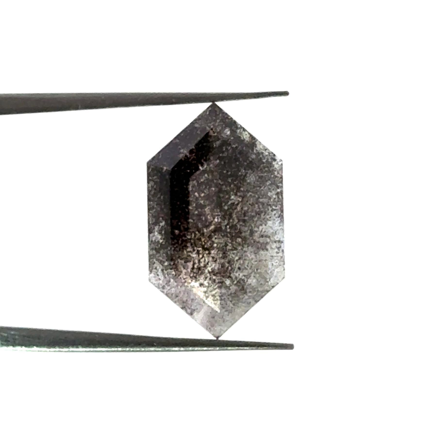 LITHOS Diamond Lab Diamond 2.33ct | Salt & Pepper Hexagon Shape Rose Cut Lab Diamond