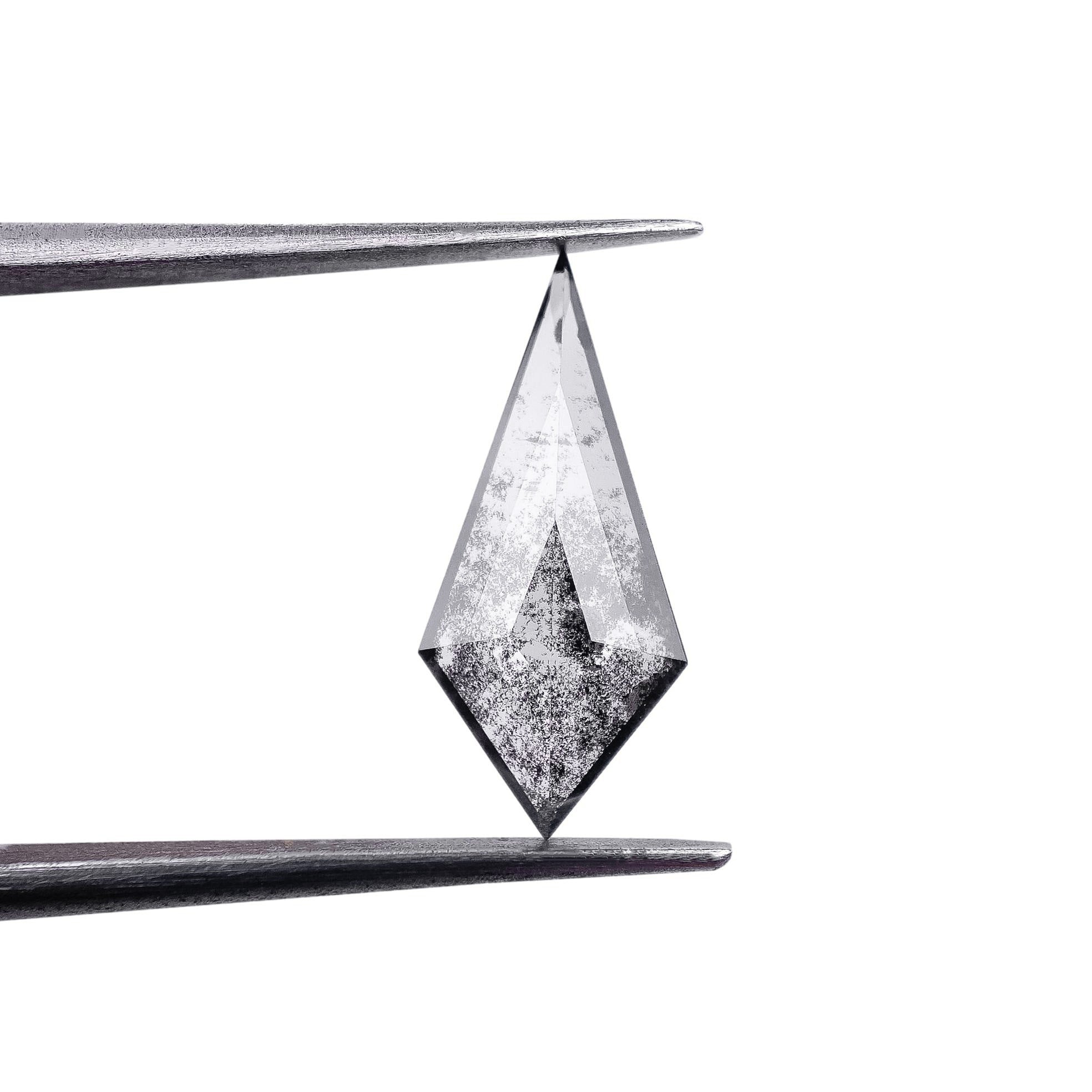 LITHOS Diamond Lab Diamond 1.39ct | Salt & Pepper Kite Shape Step Cut Lab Diamond