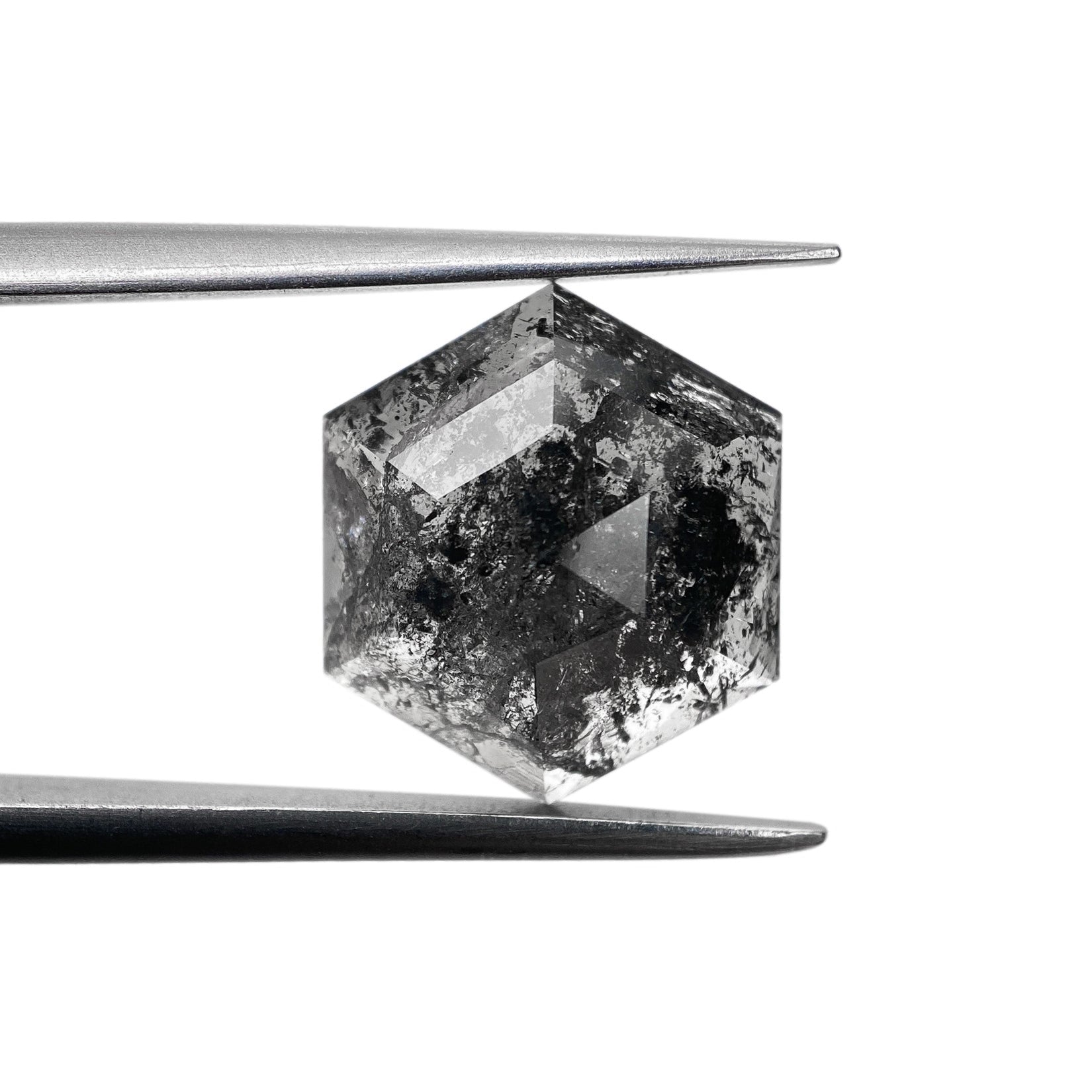 DIAMOND VAULT SALT & PEPPER DIAMOND 3.11ct | Salt & Pepper Hexagon Shape Rose Cut Diamond