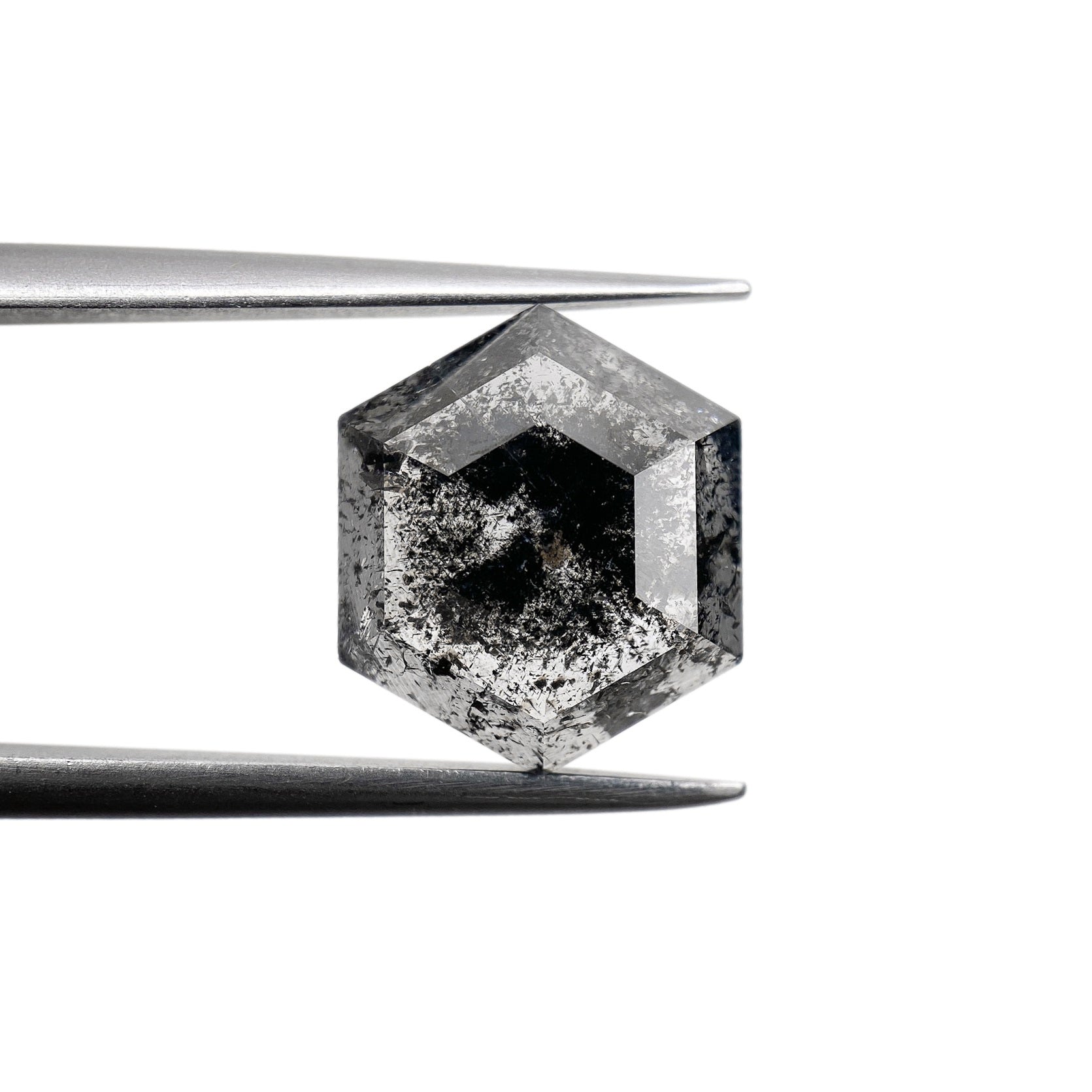 DIAMOND VAULT SALT & PEPPER DIAMOND 3.73ct | Salt & Pepper Hexagon Shape Step Cut Diamond