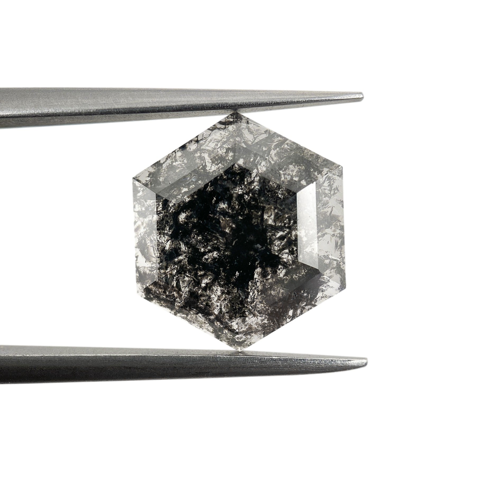 DIAMOND VAULT SALT & PEPPER DIAMOND 2.80ct | Salt & Pepper Hexagon Shape Rose Cut Diamond