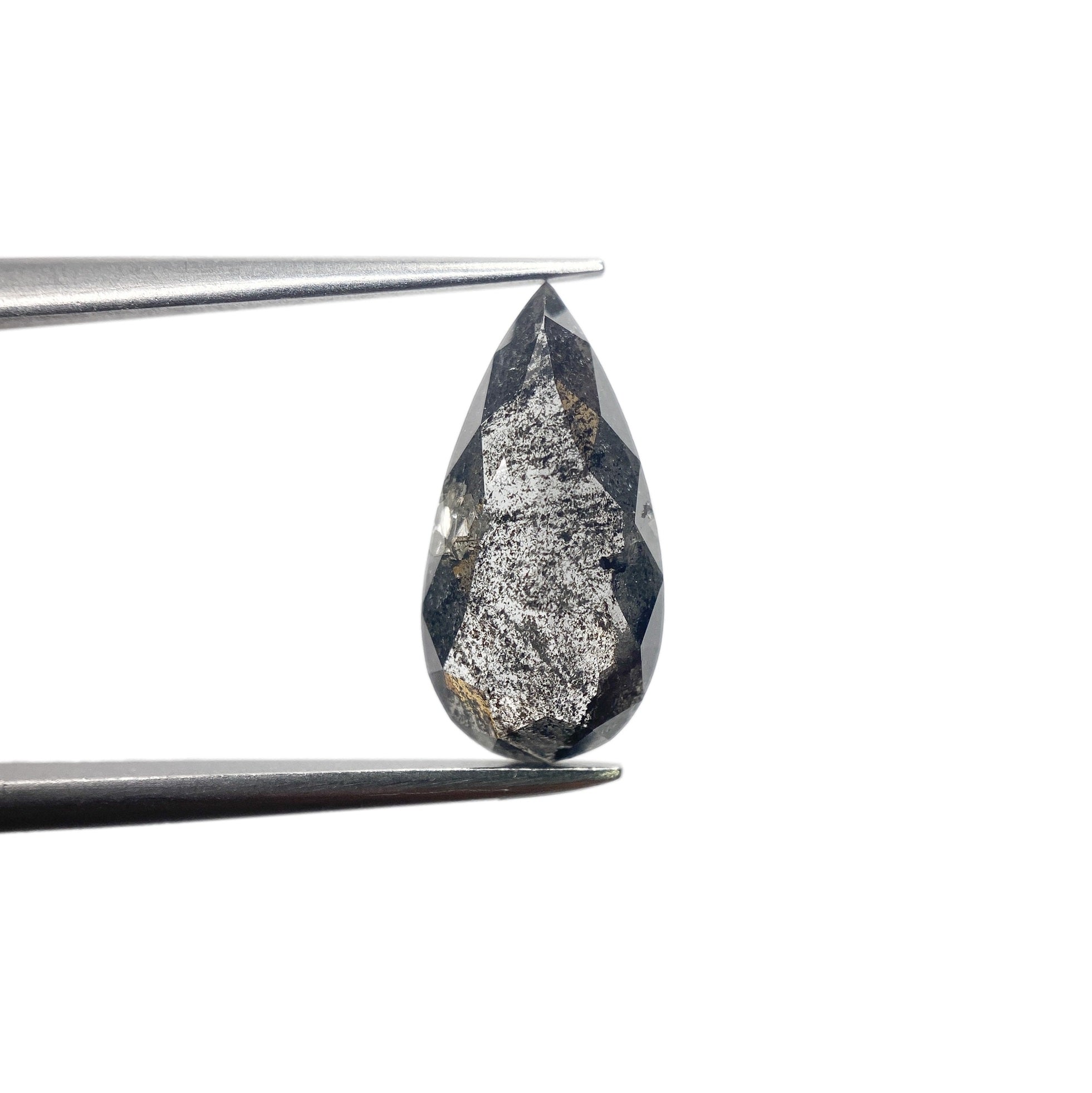 DIAMOND VAULT SALT & PEPPER DIAMOND 1.83ct | Salt & Pepper Pear Shape Rose Cut Diamond