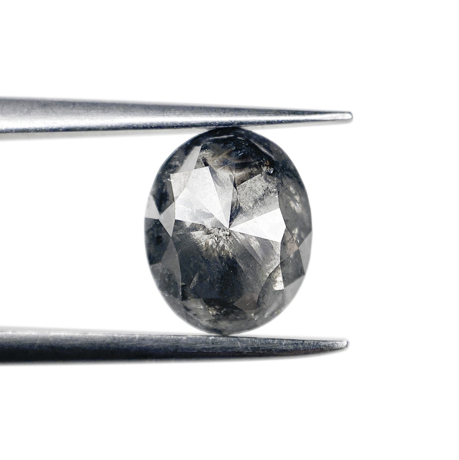 DIAMOND VAULT SALT & PEPPER DIAMOND 1.52ct | Salt & Pepper Oval Shape Rose Cut Diamond