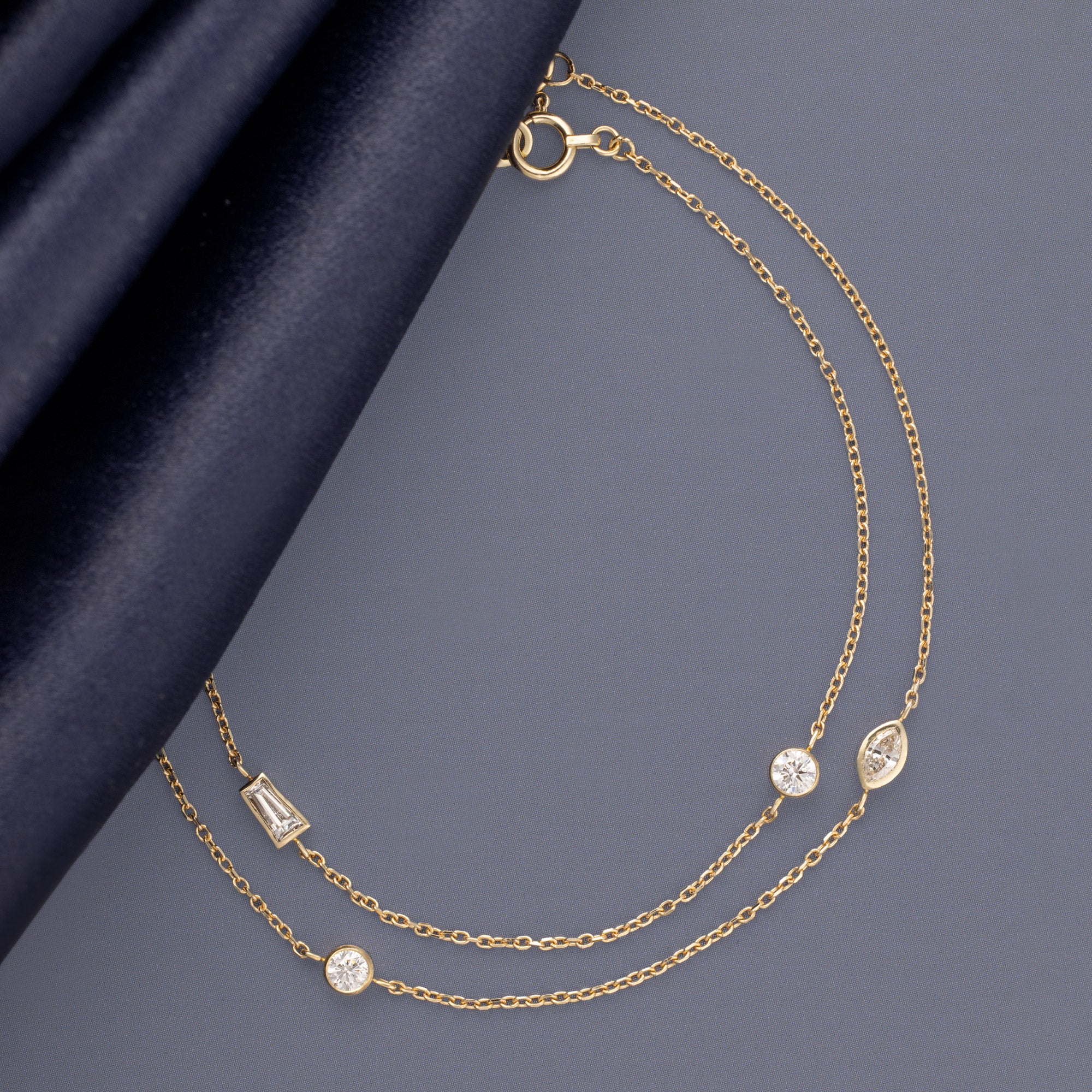 Alexis Russell  Bracelets / Anklets Baguette Diamond Chain Bracelet | Yellow Gold