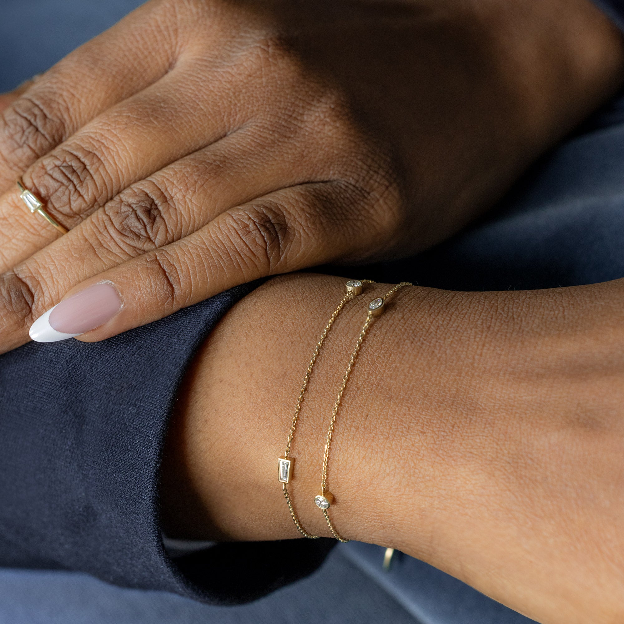 Alexis Russell  Bracelets / Anklets Baguette Diamond Chain Bracelet | Yellow Gold