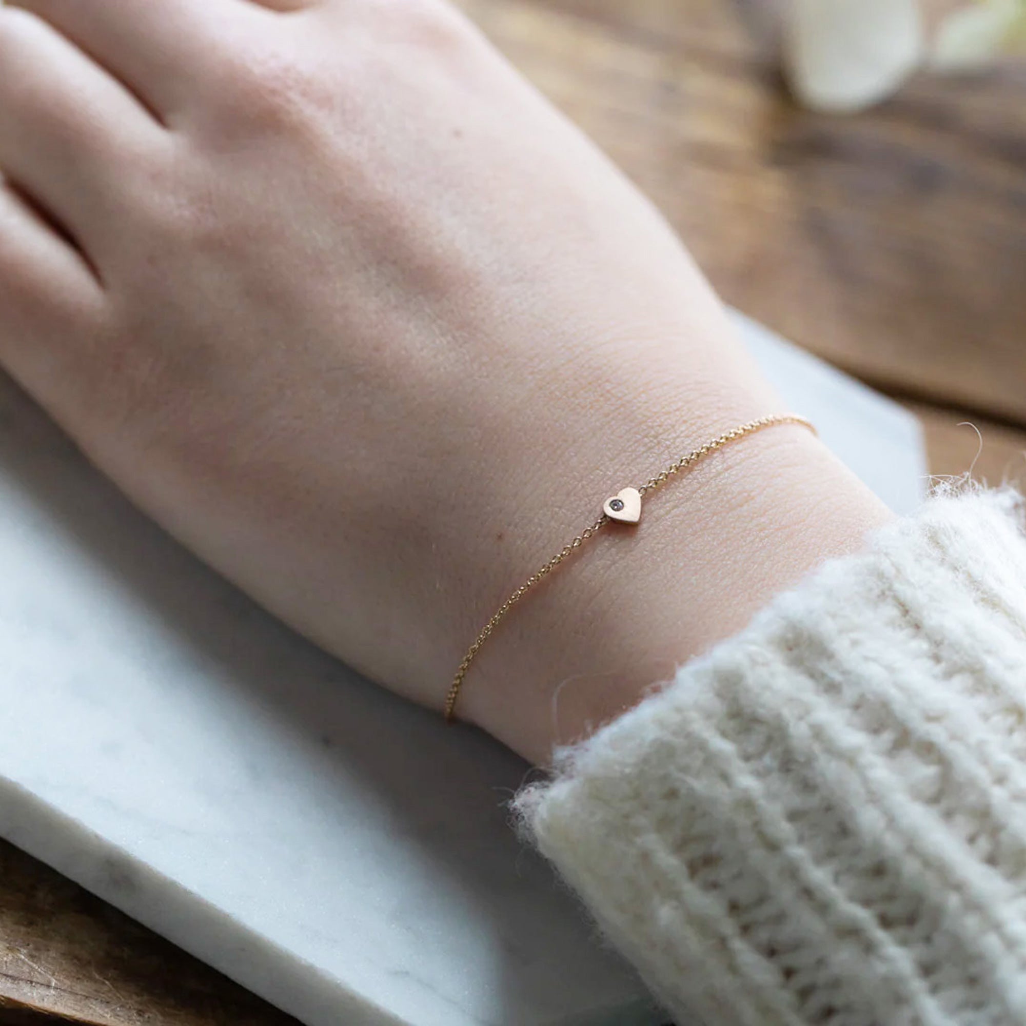 Alexis Russell Bracelets / Anklets The Sweetheart White Diamond Bracelet | Yellow, Rose or Sterling Silver