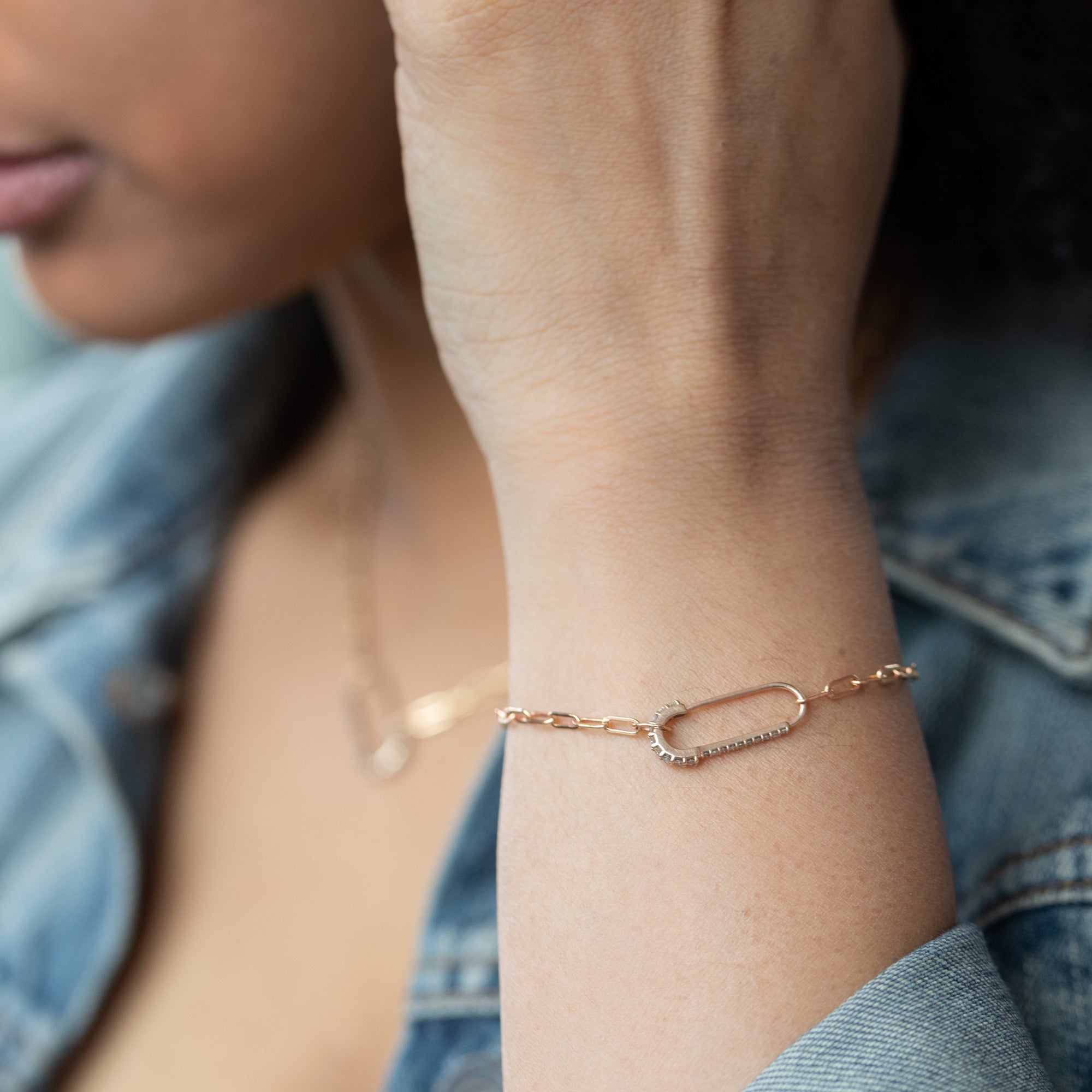 Alexis Russell Bracelets / Anklets The White Diamond Pavé Pin Bracelet | Rose Gold or Sterling Silver