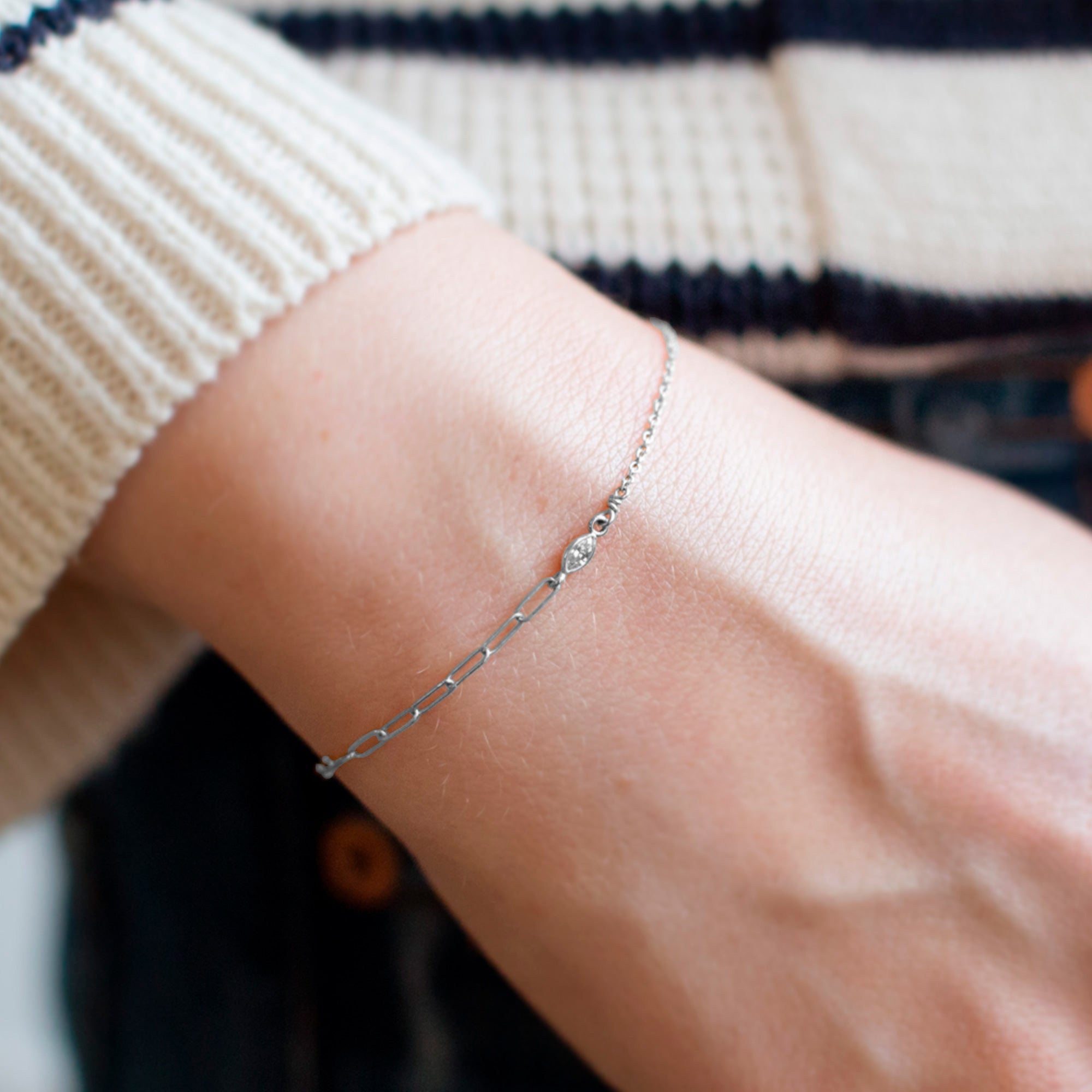 Alexis Russell Bracelets / Anklets The Asymmetrical Diamond Eye Bracelet | White Gold