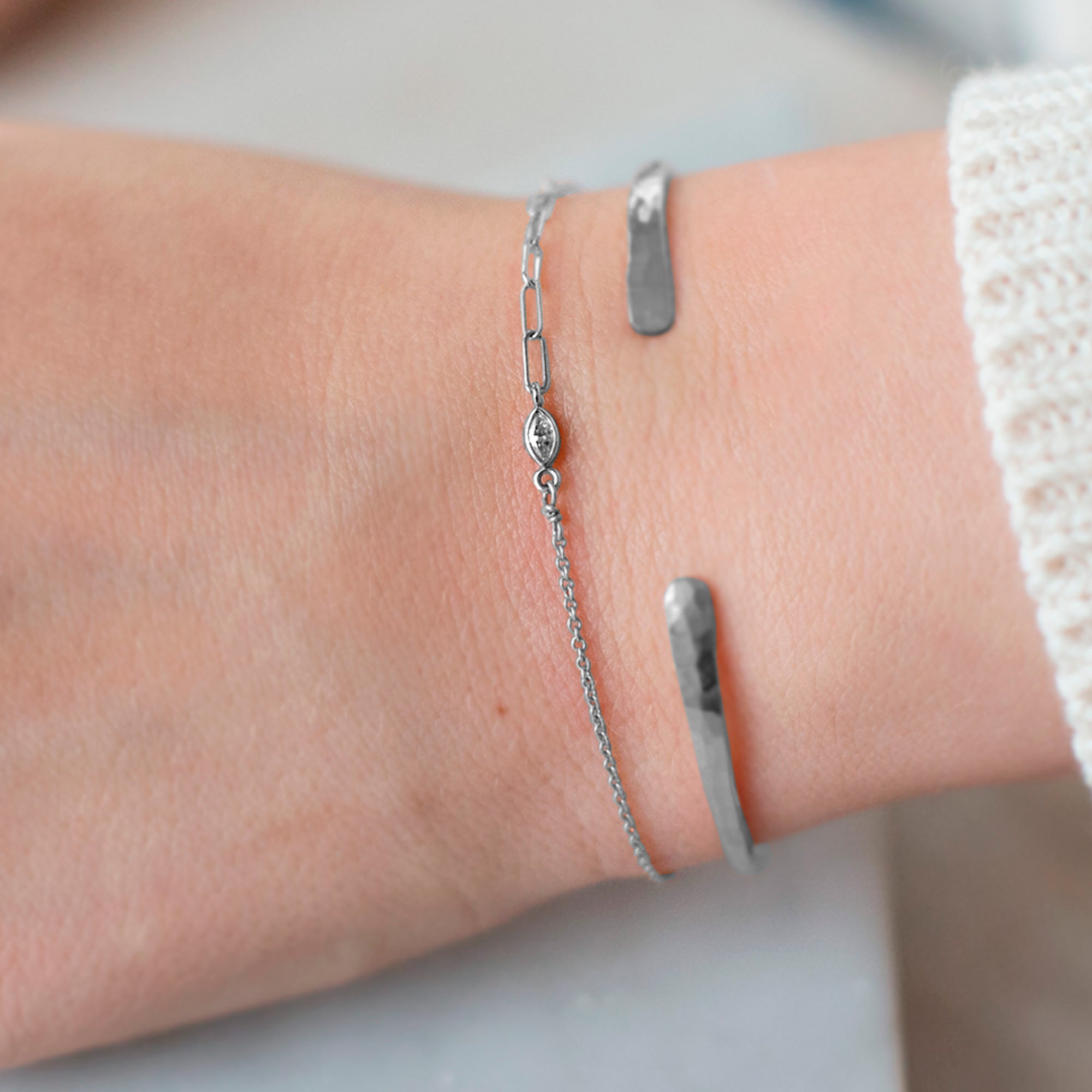 Alexis Russell Bracelets / Anklets The Asymmetrical Diamond Eye Bracelet | White Gold